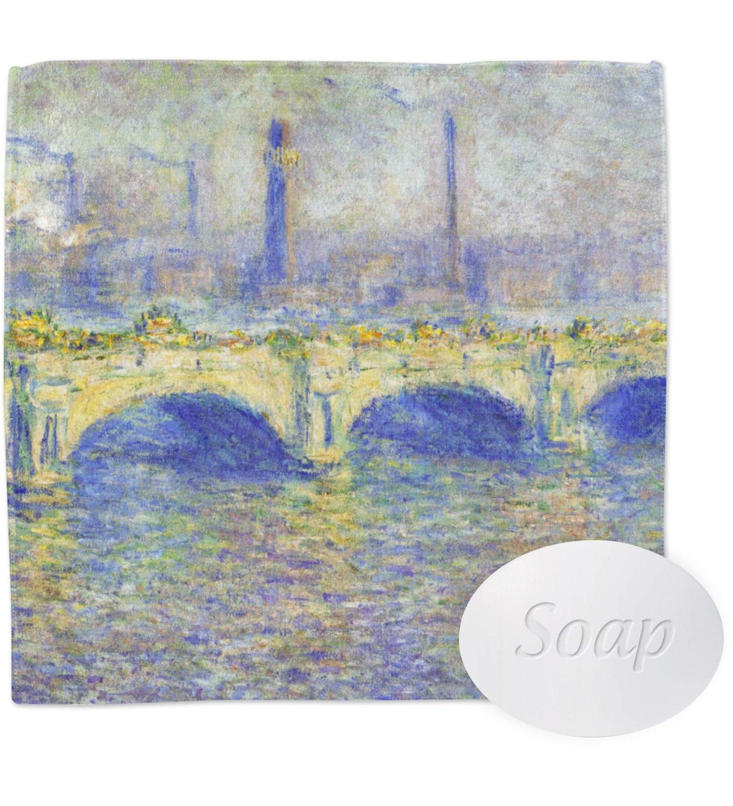 YouCustomizeIt Waterloo Bridge by Claude Monet Washcloth Square (12" x 12")