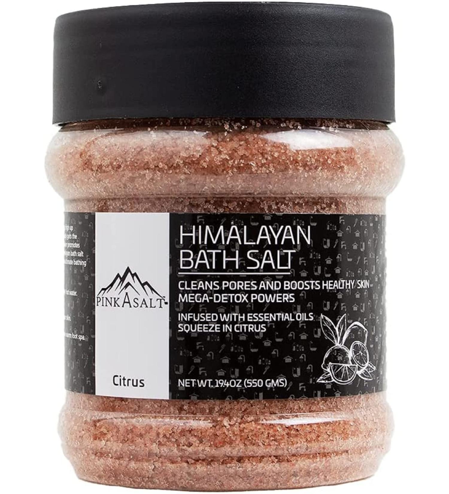 Pink Himalayan Bath Salt for Acne & Irritated Skin - Citrus Essential Oils - 19.4 OZ - Buy Online on GoSupps.com