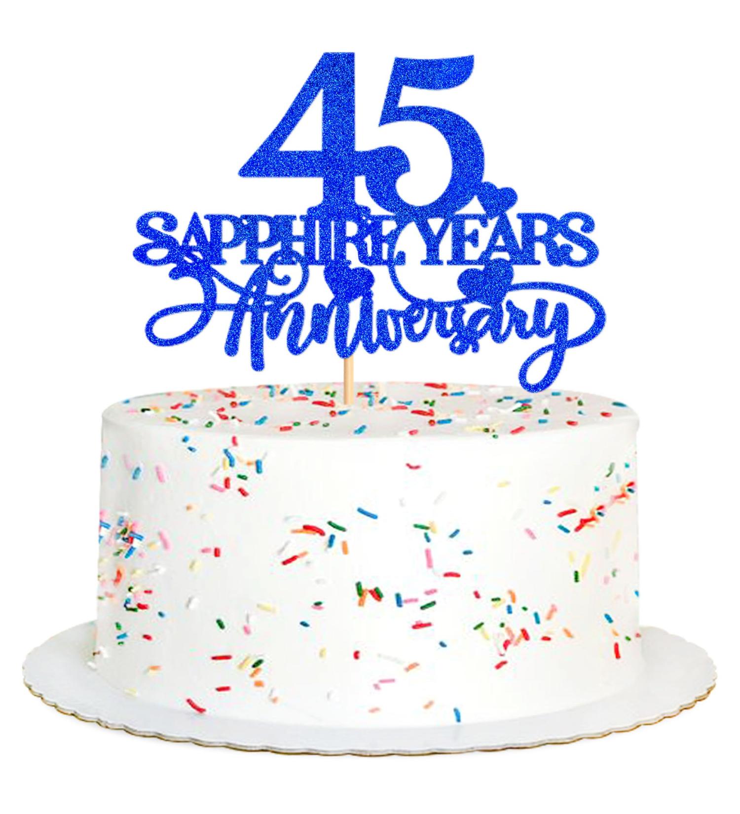 Cyodoos 1 Pcs 45th Sapphire Years Anniversary Cake Toppers 45th Sapphire Years Anniversary Heart Cake Decoration Celebration Party Supplies Birthday Party Decoration blue - Buy Online on GoSupps.com