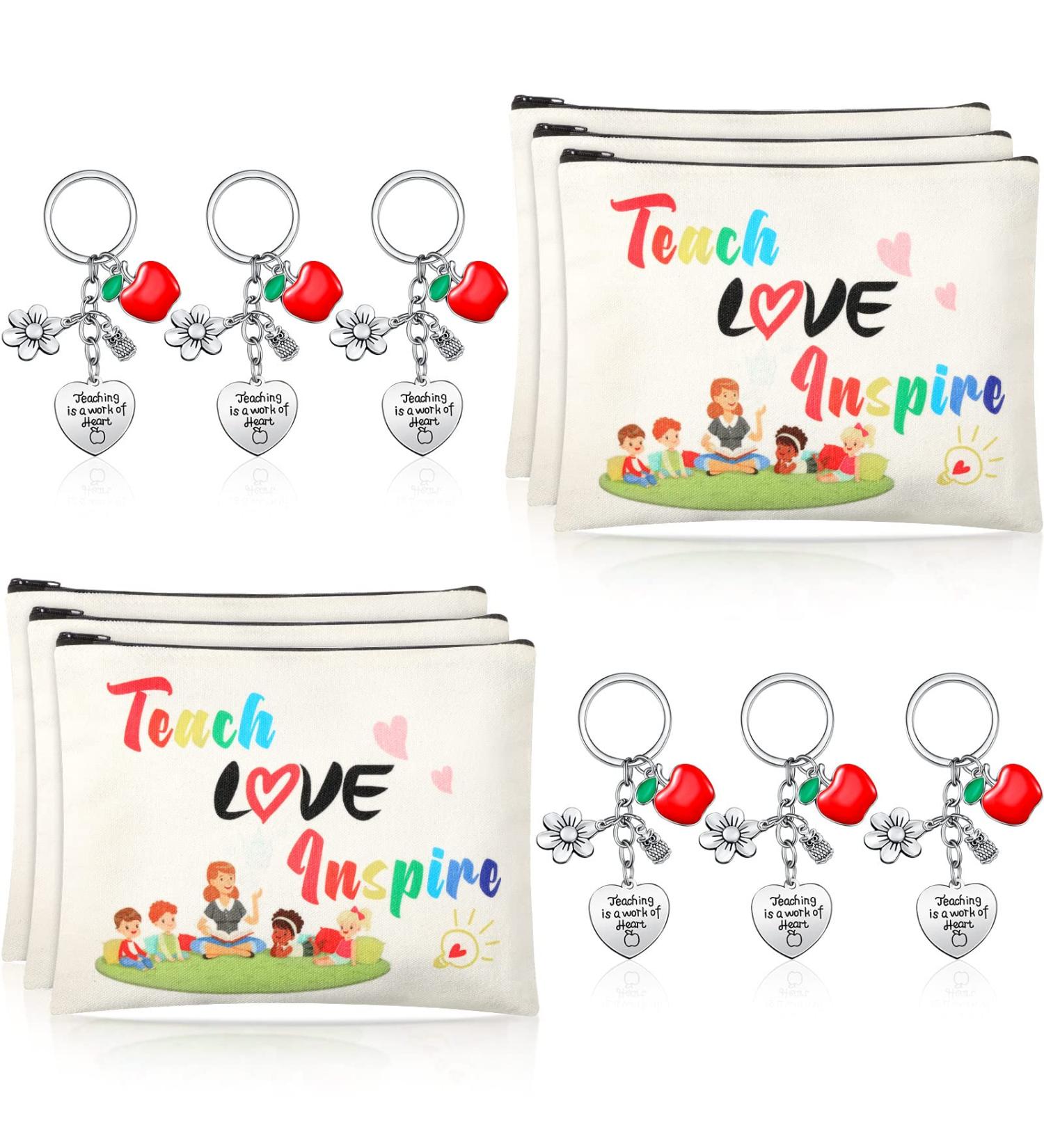 Teacher Appreciation Gift Set - 12 Pcs Makeup Bags & Keychains for Graduation (Delicate Style) - Buy Online on GoSupps.com