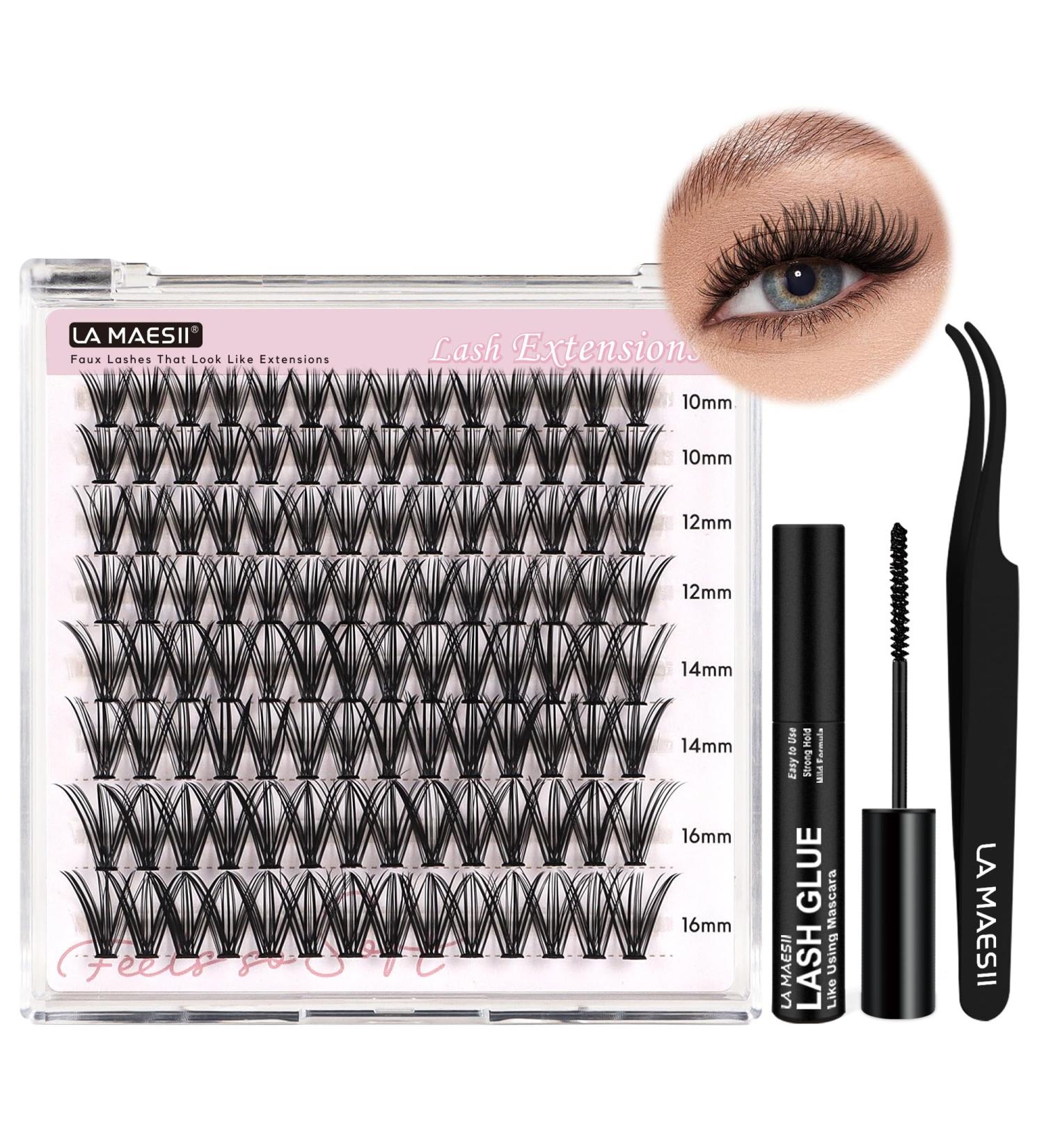 DIY Lash Extension Kit - 30D Cluster Eyelash Extensions | 10-16mm Faux Mink Lashes with Glue & Applicator - Reusable & Soft Thin Band - Buy Online on GoSupps.com