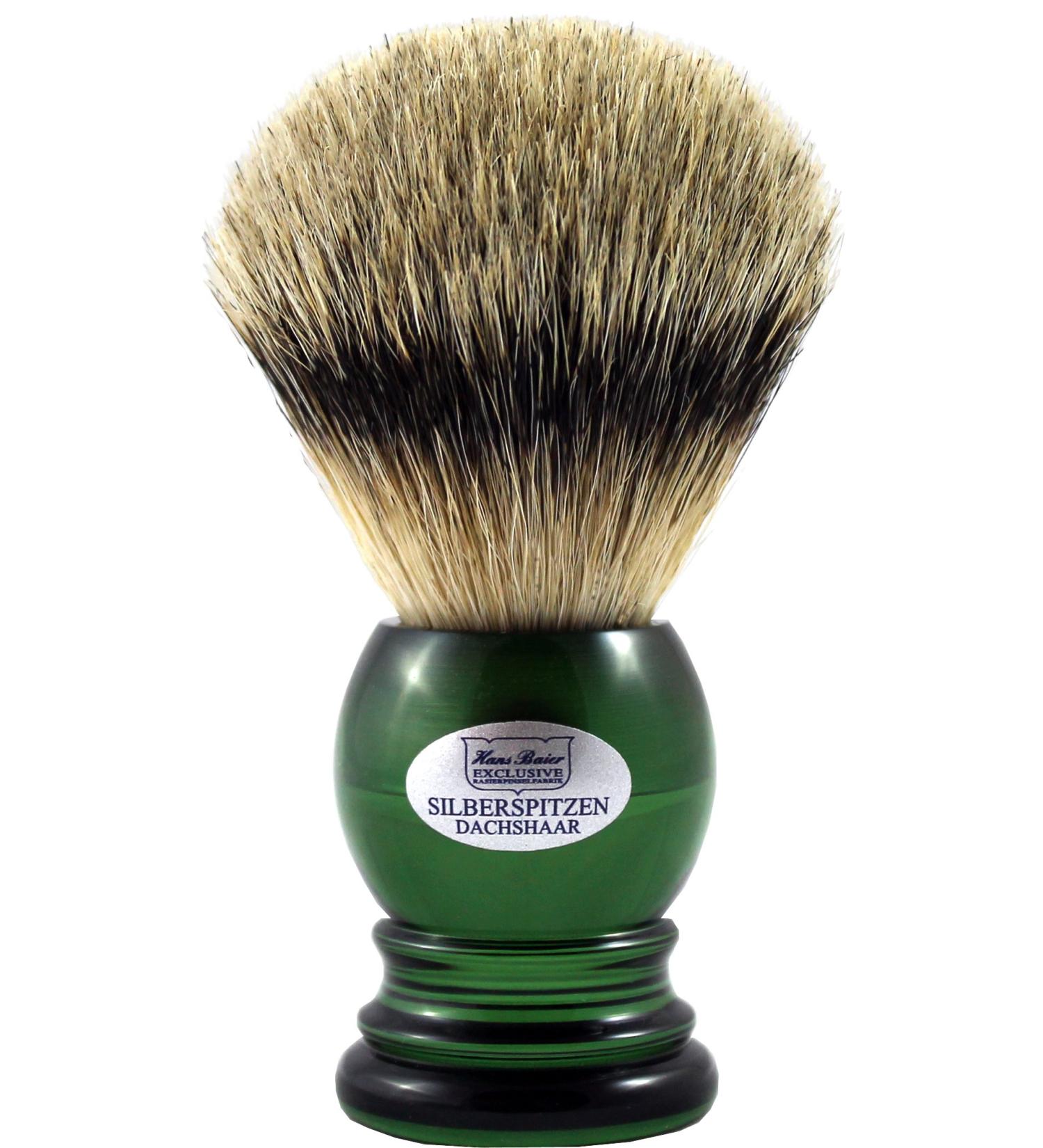 Hans Baier Exclusive Shaving Brush Real Silvertip Badger Hair - Handle English-Green Size 2