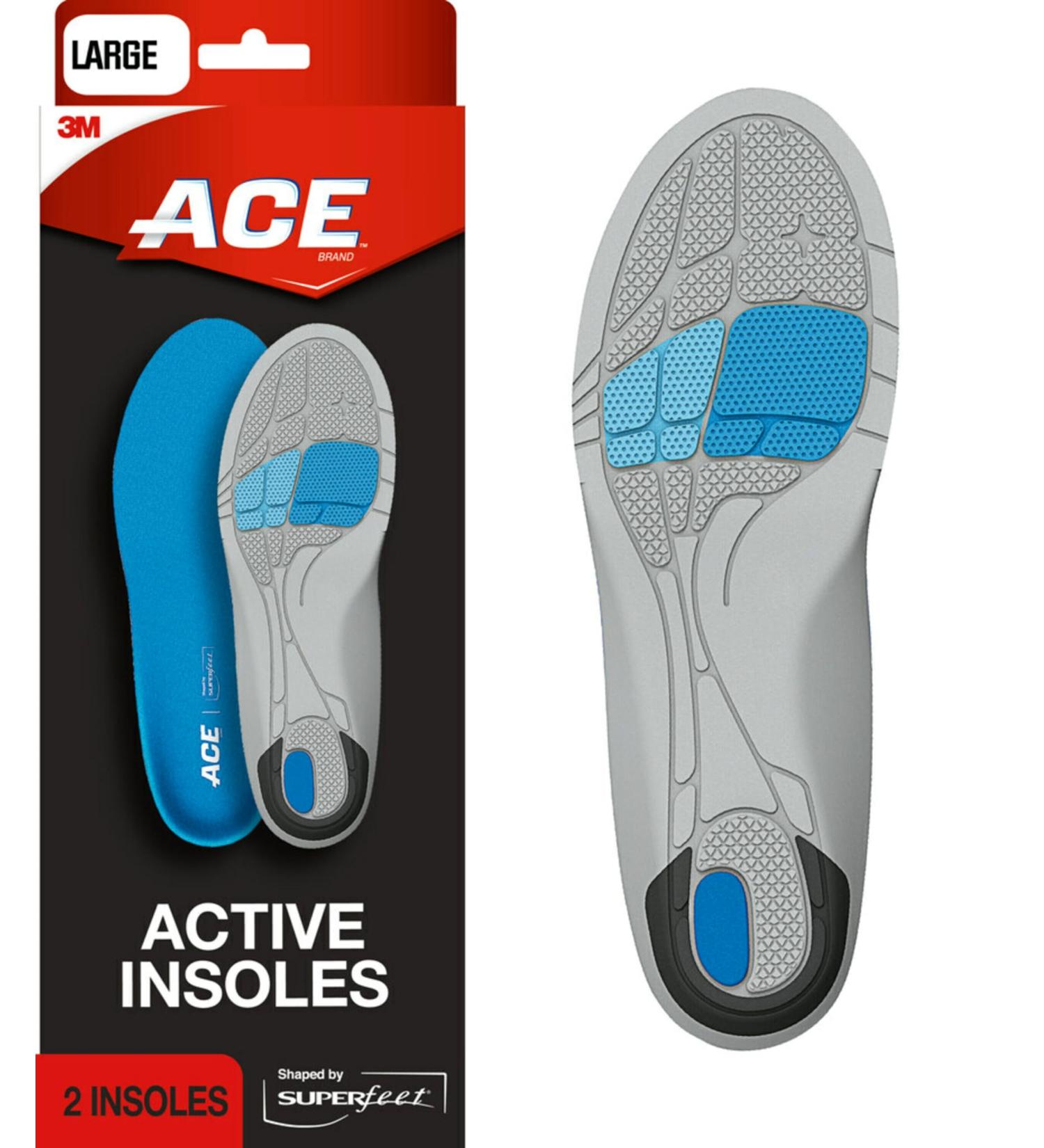 ACE Insoles Active by Superfeet - Max Shock Absorption Large Size One Pair for Ultimate Comfort - Buy Online on GoSupps.com