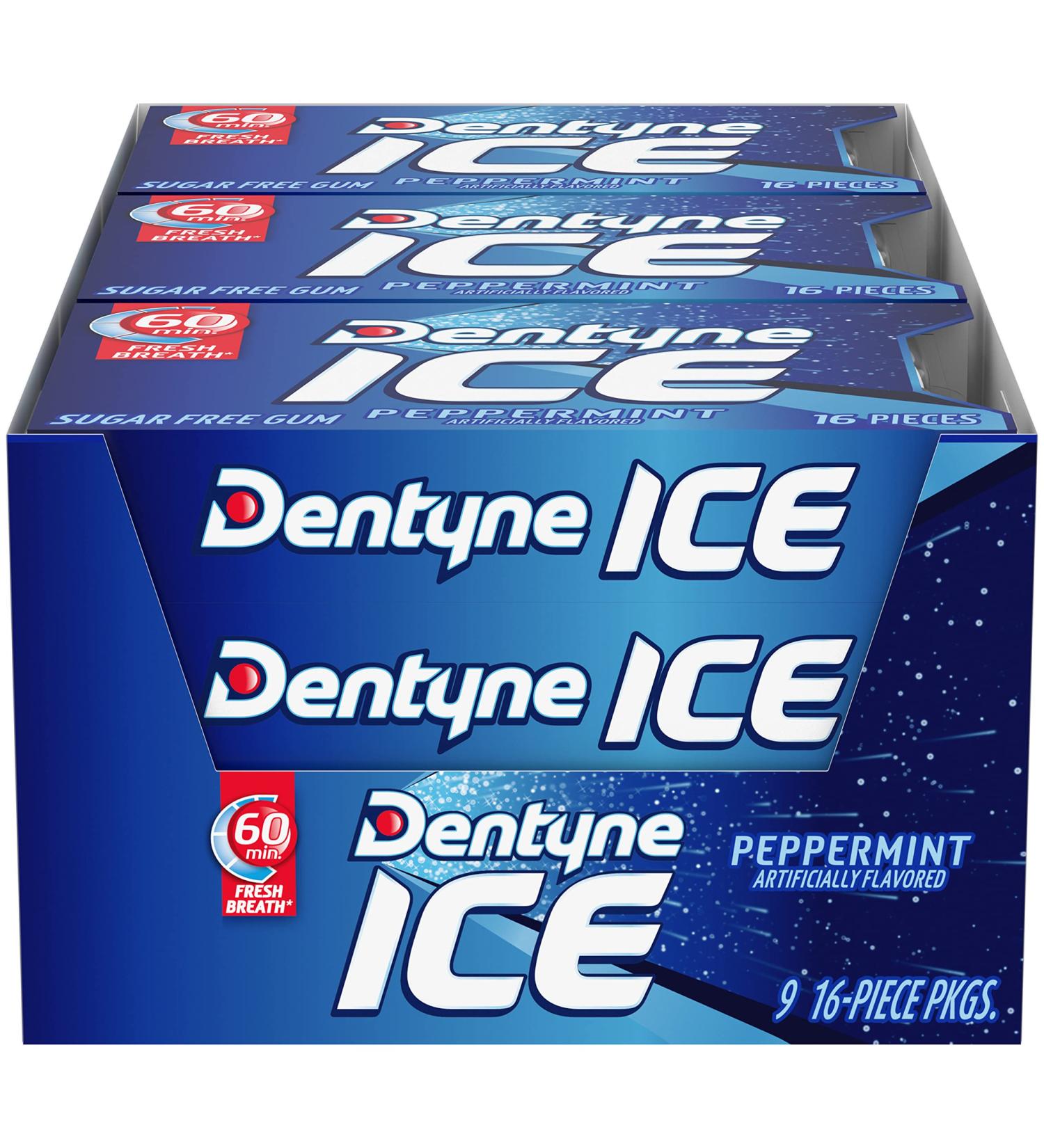 Dentyne Ice Peppermint Sugar Free Gum  9 Packs of 16 Pieces (144 Total Pieces) - Buy Online on GoSupps.com