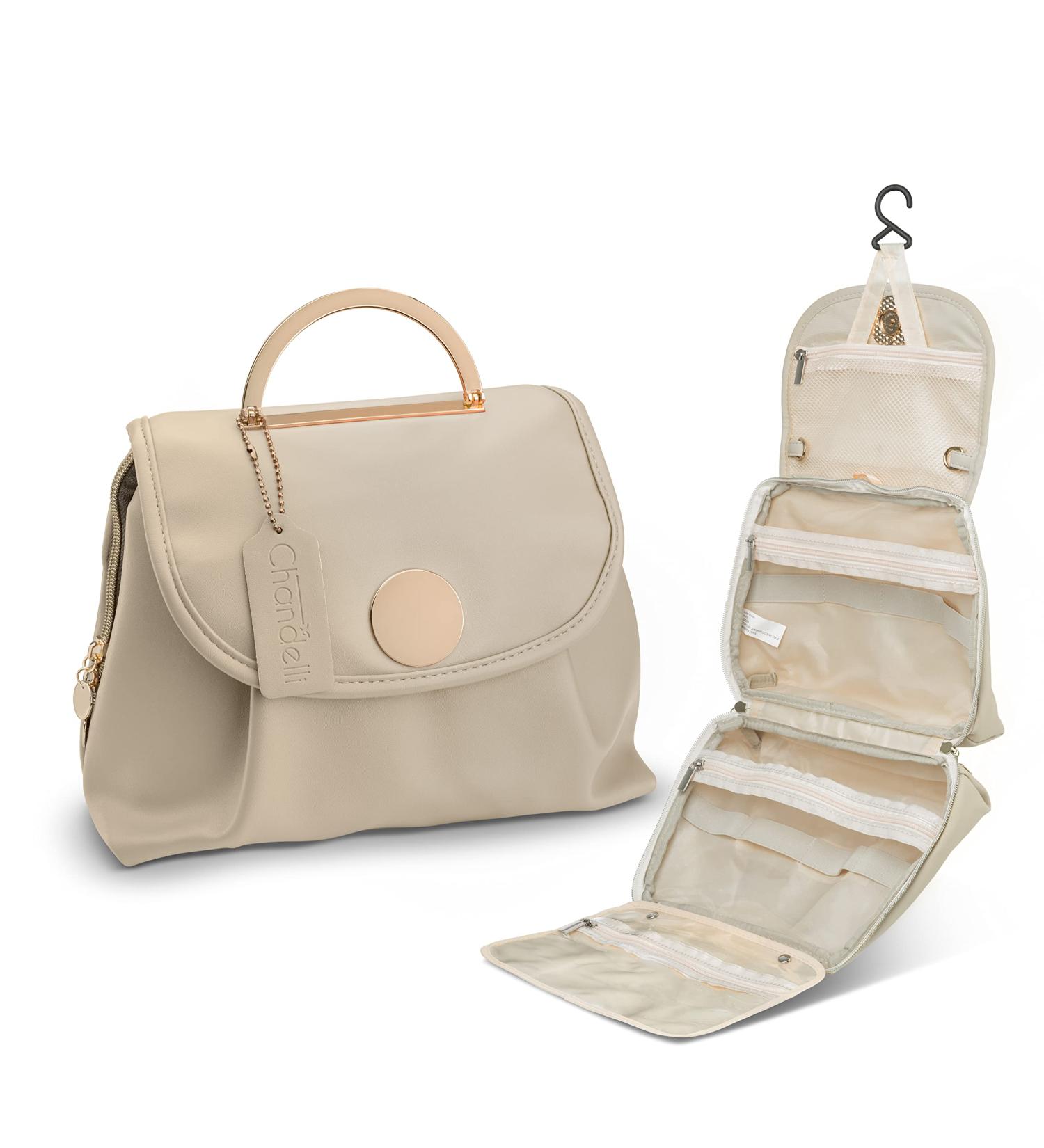 Chandelli Travel Toiletry Bag for Women - Travel Size Toiletries - Perfect Gifts for Mom - Coolest Gifts for Women - Great Hanging Makeup & Cosmetic Bag - Cream Medium - Buy Online on GoSupps.com
