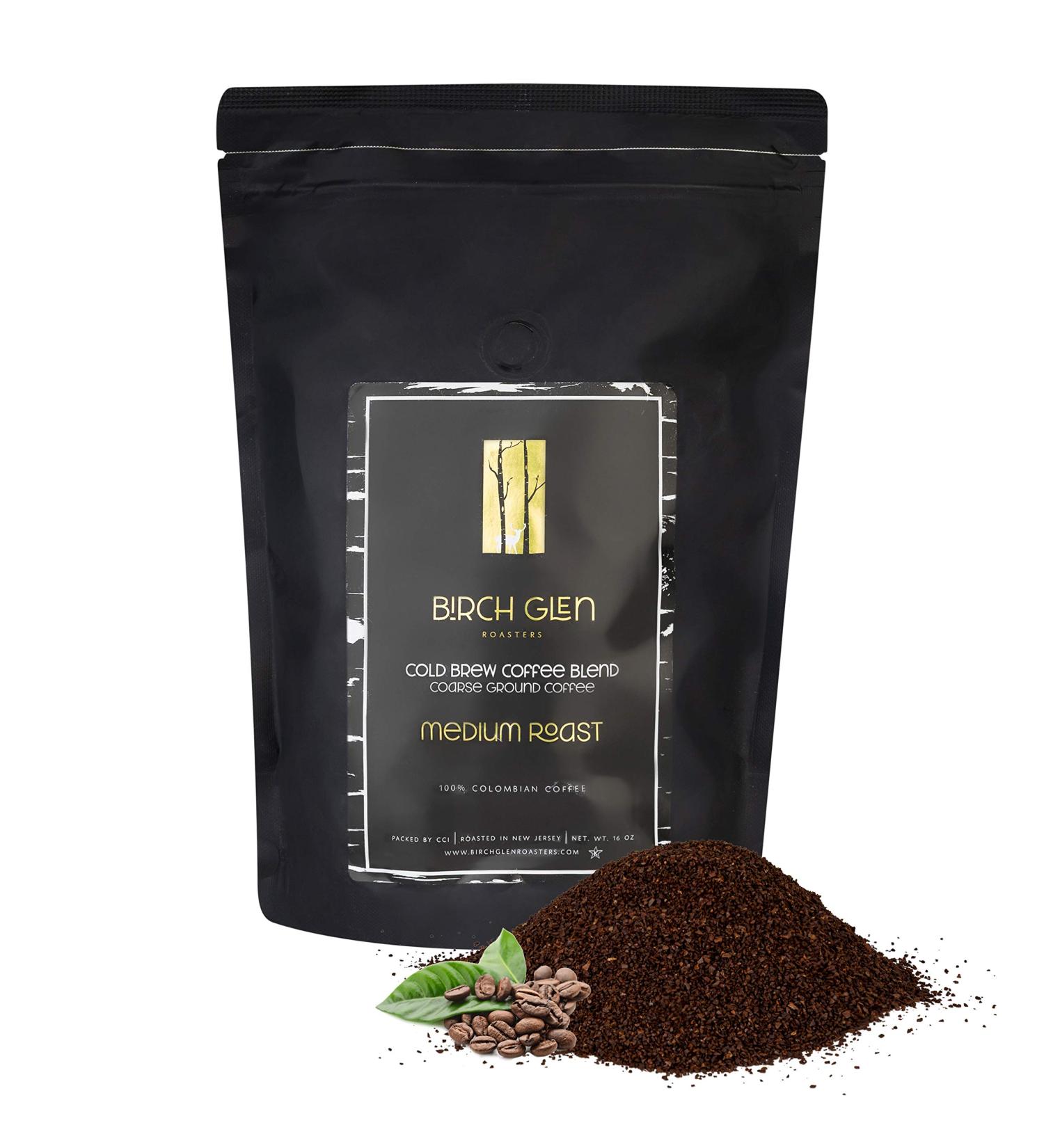 Birch Glen Roasters 1 lb Medium Roast Cold Brew Coarse Ground Coffee - 100% Arabica, 16 oz Resealable Bag - Buy Online on GoSupps.com