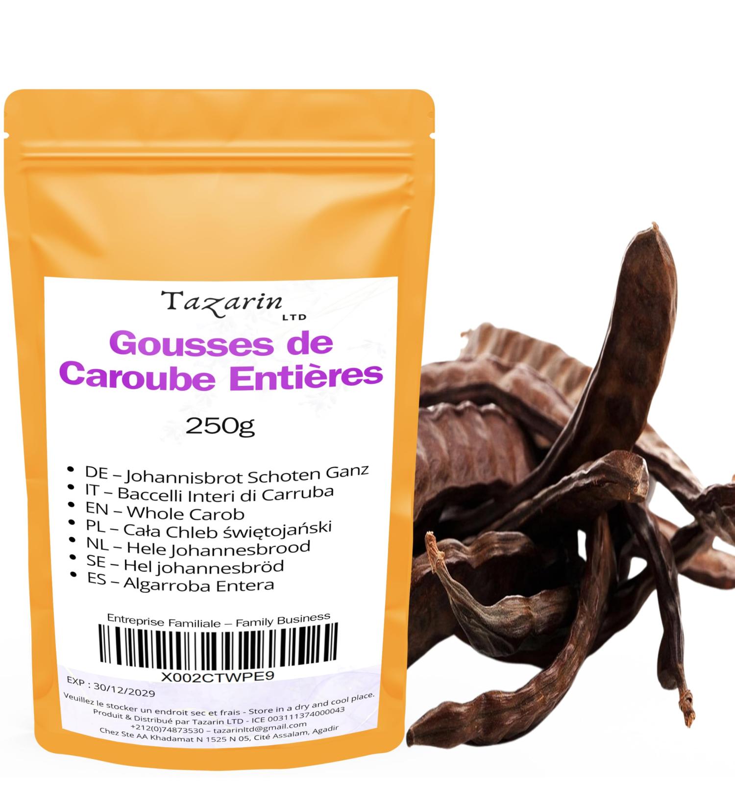  Tazarin LTD 250g Whole Carob Pods | Dried Carob Pods | Whole Carob Intense Flavour & Taste - 100% Natural Pure & No Additives | TazarinLtd - Buy Online on GoSupps.com