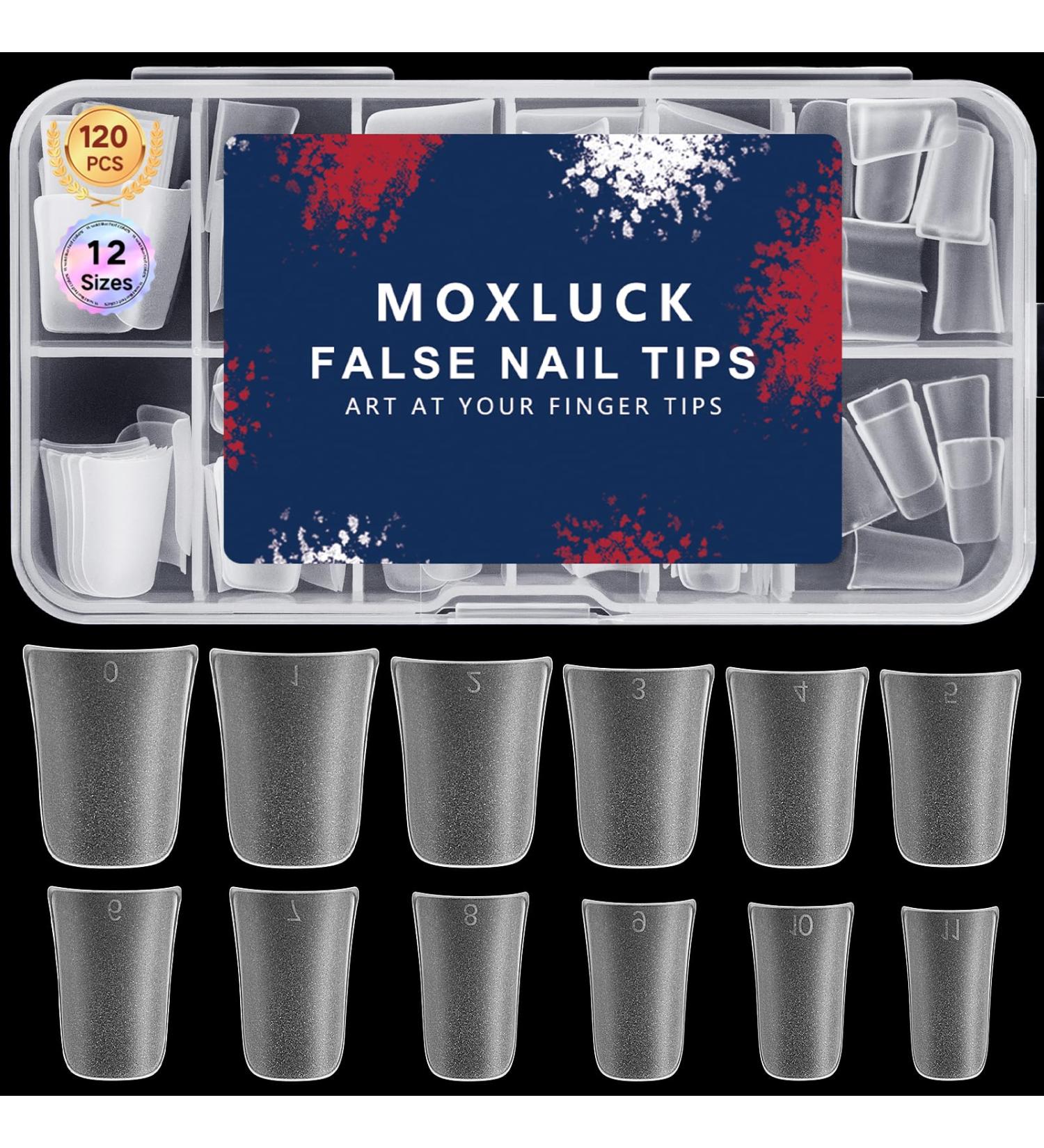 Short Duck Nail Tips Full Cover - 120Pcs Curved Acrylic Nails for DIY Nail Art | French Fake Nail Tips in 12 Sizes - Buy Online on GoSupps.com