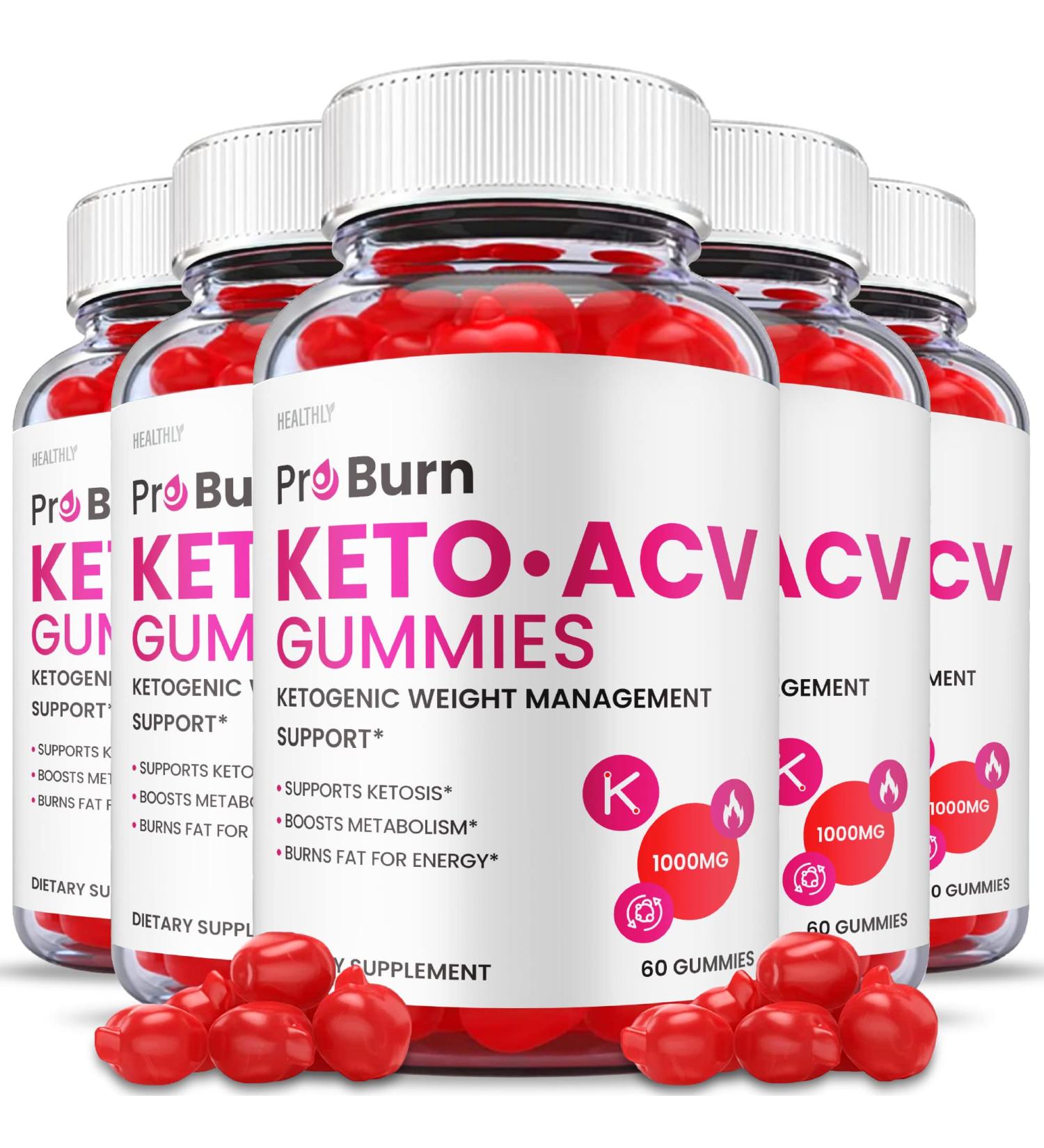 Pro Burn Keto Gummy 5 Pack - Vegan Formula with ACV, B12, Beet Root (300 Gummies) - Buy Online on GoSupps.com