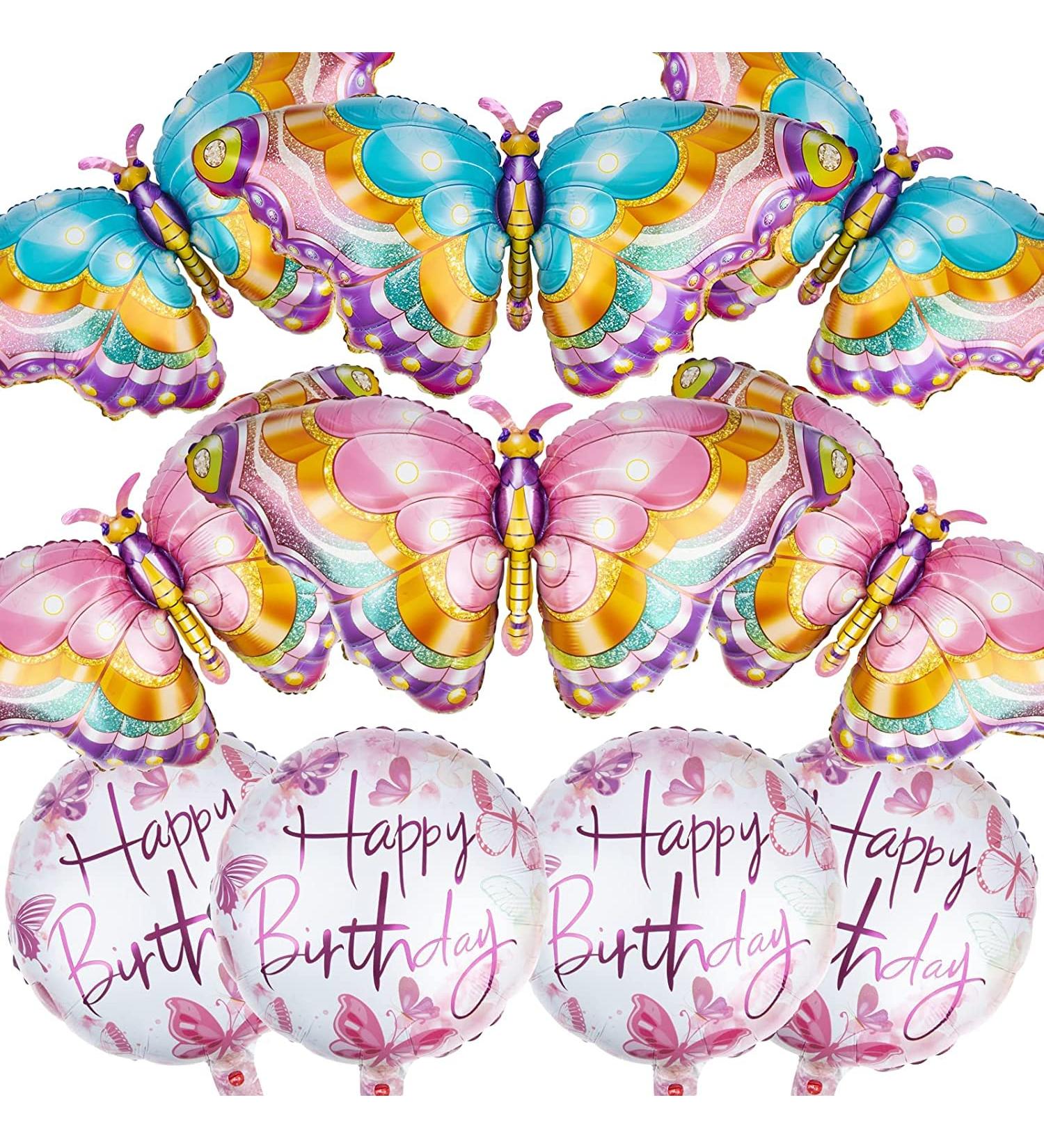 10 Butterfly Foil Balloons - Ideal for Fairy Parties Birthday Decorations for Women & Girls - Pink Butterfly Theme - Buy Online on GoSupps.com
