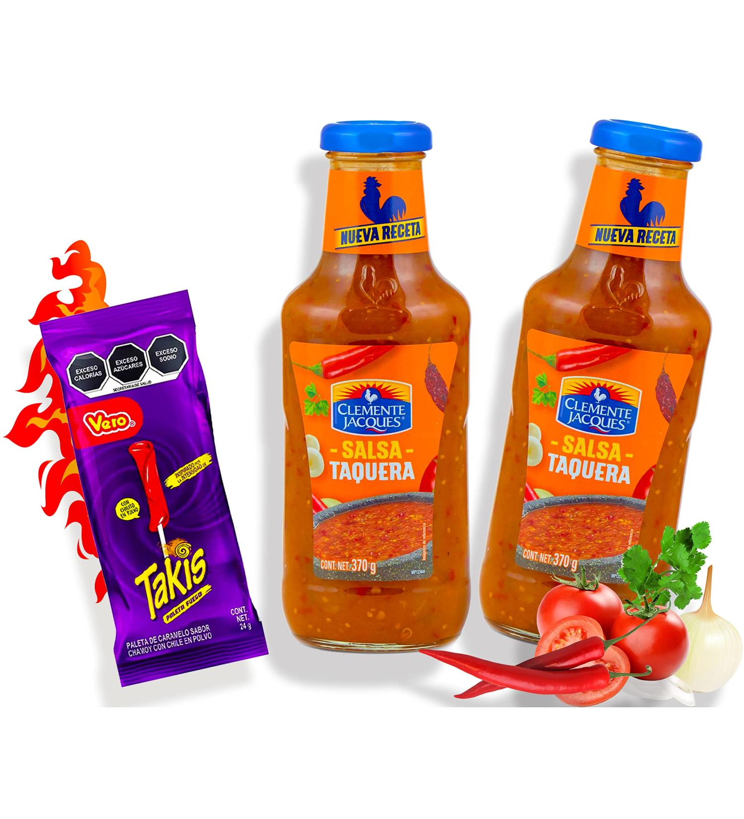 Salsa Taquera Sharp Sauce Pack of 2 - Authentic Mexican Chili Hot Sauce & Takis Fuego Lollipop Set - Buy Online on GoSupps.com