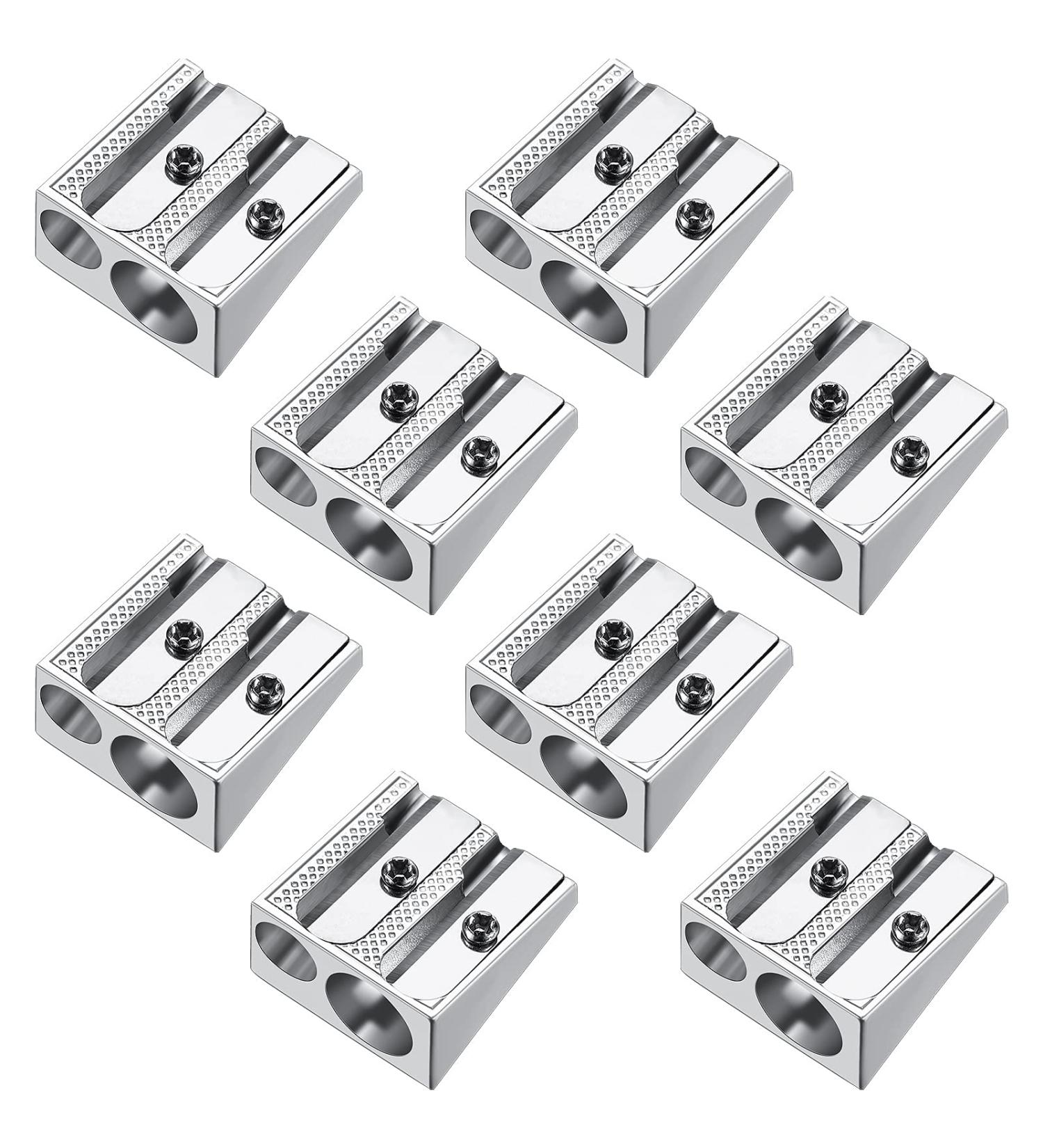 Metal Pencil Sharpener Double Hole Pencil Sharpeners for School Handheld Aluminum Alloy Sharpener Pocket Size Pencil Sharpener for Most Size Pencils(8 Pieces) - Buy Online on GoSupps.com