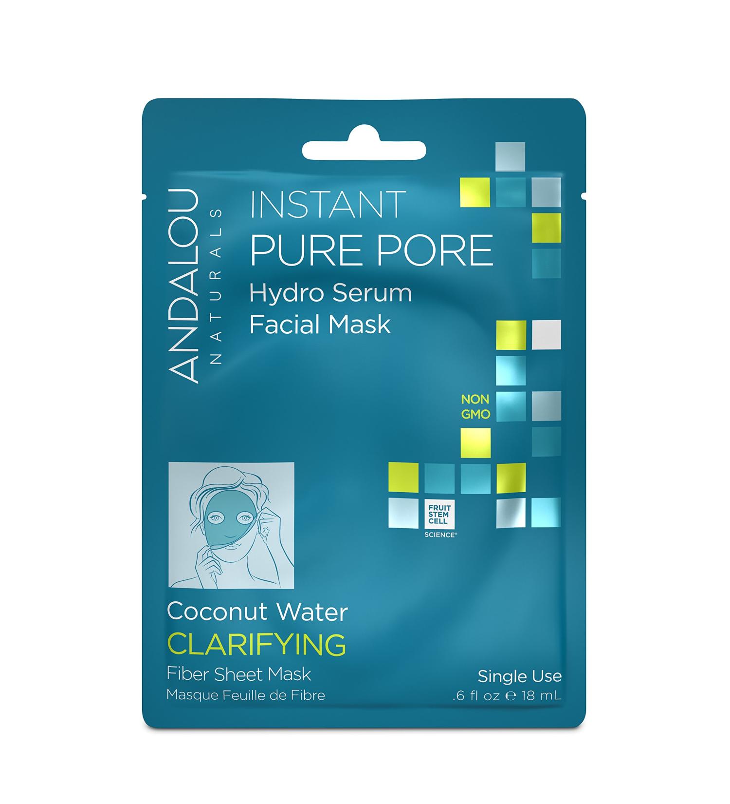 Andalou Naturals Instant Pure Pore Hydro Serum Facial Mask - Coconut 0.6 Fl Oz | Hydrating & Pore Refining | International Shipping Available - Buy Online on GoSupps.com