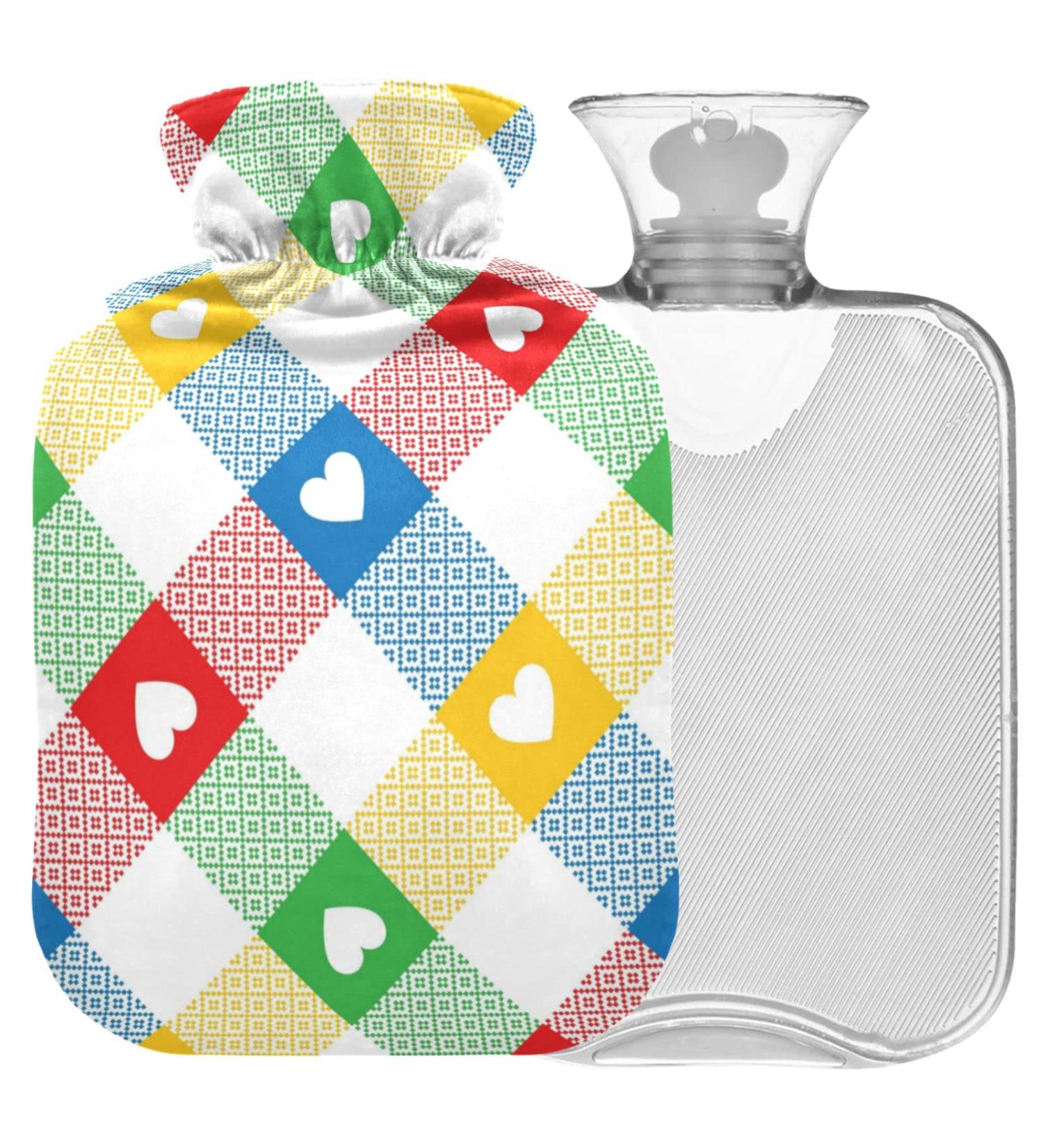 Naanle 1L Hot Water Bottle - Tartan Plaid Design for Pain Relief & Therapy | Ideal for Back Hands & Feet - Transparent & Stylish - Buy Online on GoSupps.com