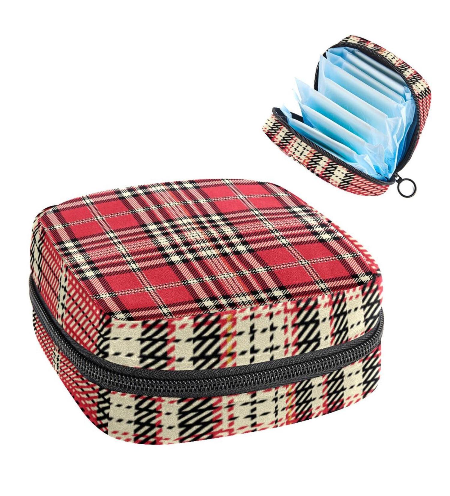 Anna Cowper Christmas Plaid Sanitary Napkin Storage Bag - Portable Period Pouch for Women & Girls - Buy Online on GoSupps.com