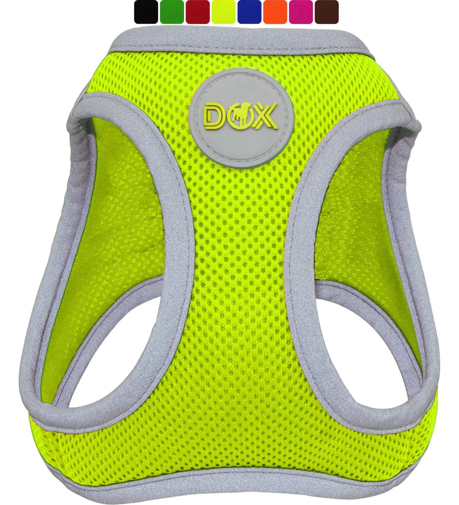 DDOXX Reflecting Airmesh Step-in Dog Harness | Adjustable Puppy Harness for All Sizes | Medium Yellow (Breast Size: 38-43 cm) - Buy Online on GoSupps.com
