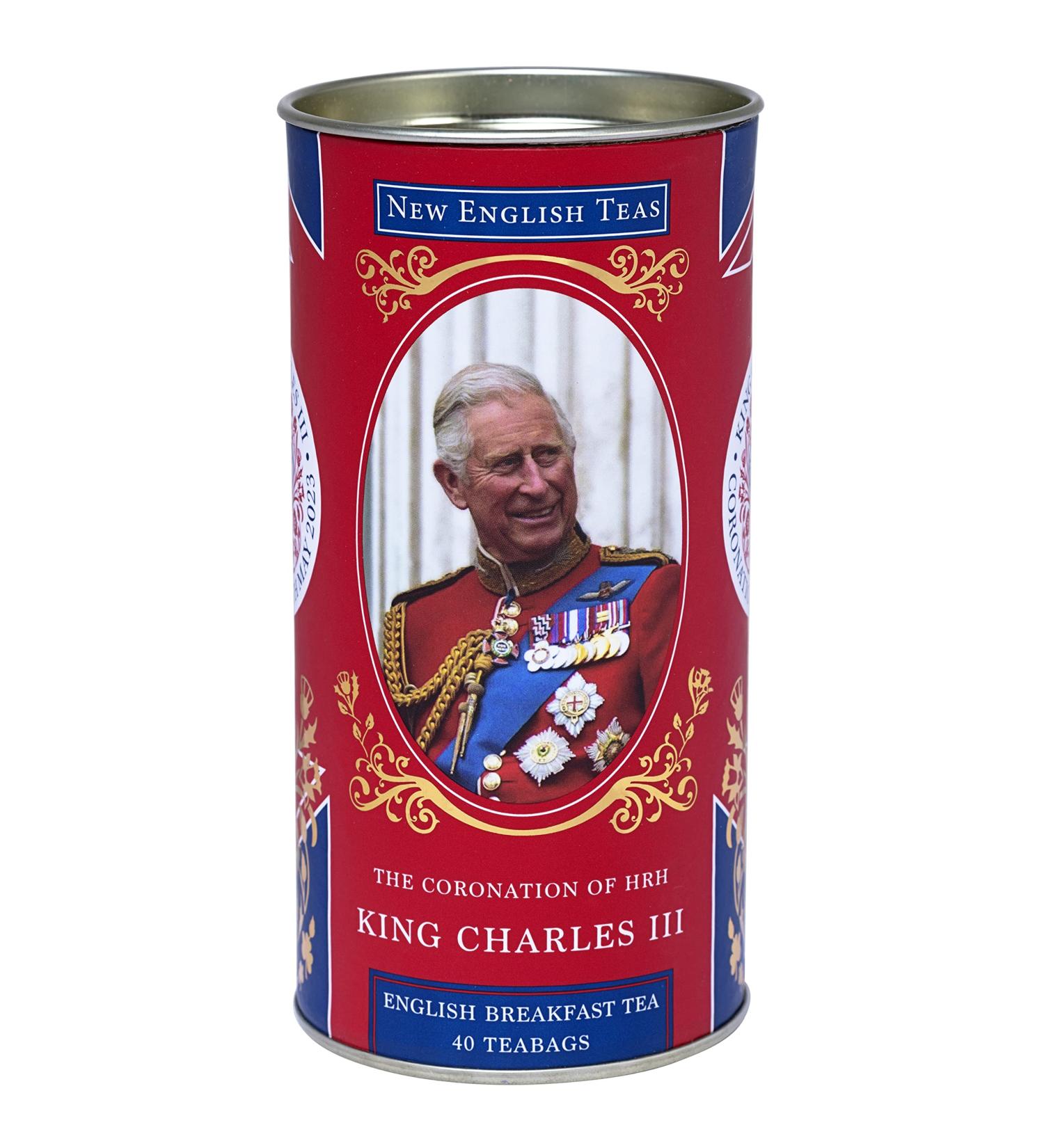 New English Teas King Charles III Coronation Drum with 40 English Breakfast Teabags - Buy Online on GoSupps.com