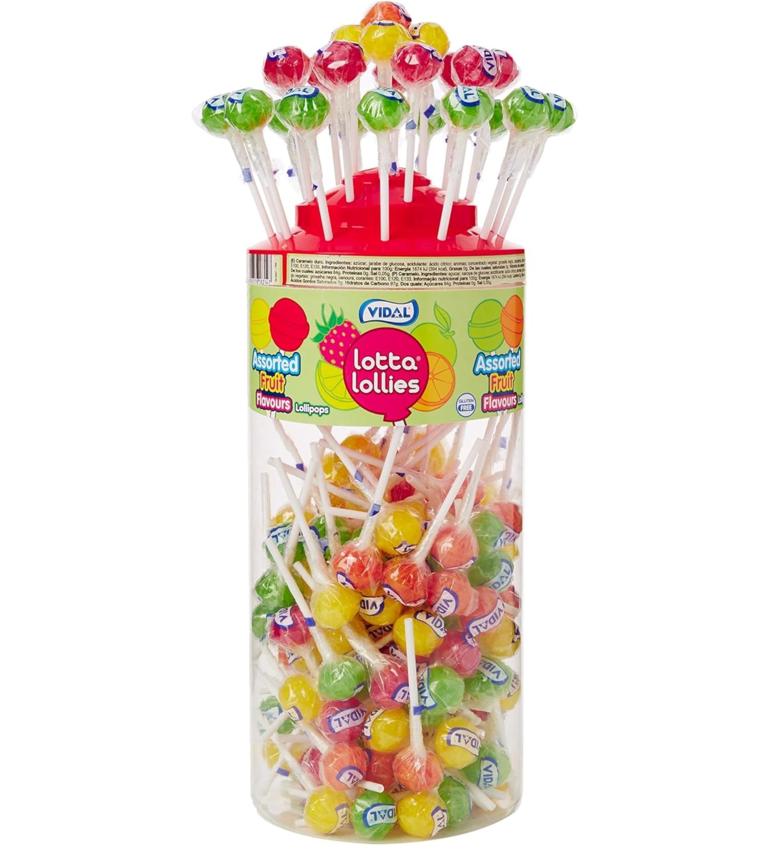 Lollies Assorted Fruit Lollipops 150-Pieces. A variety of tasty fruit flavours.