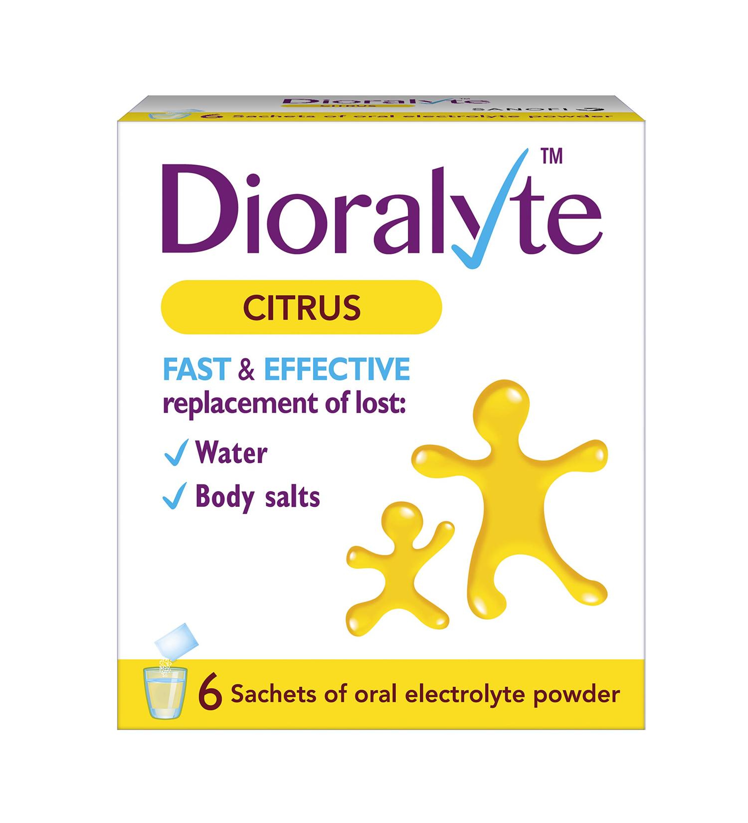 Dioralyte Citrus - Fast Dehydration Relief with Electrolytes Replenishment - 6 Sachets - Buy Online on GoSupps.com