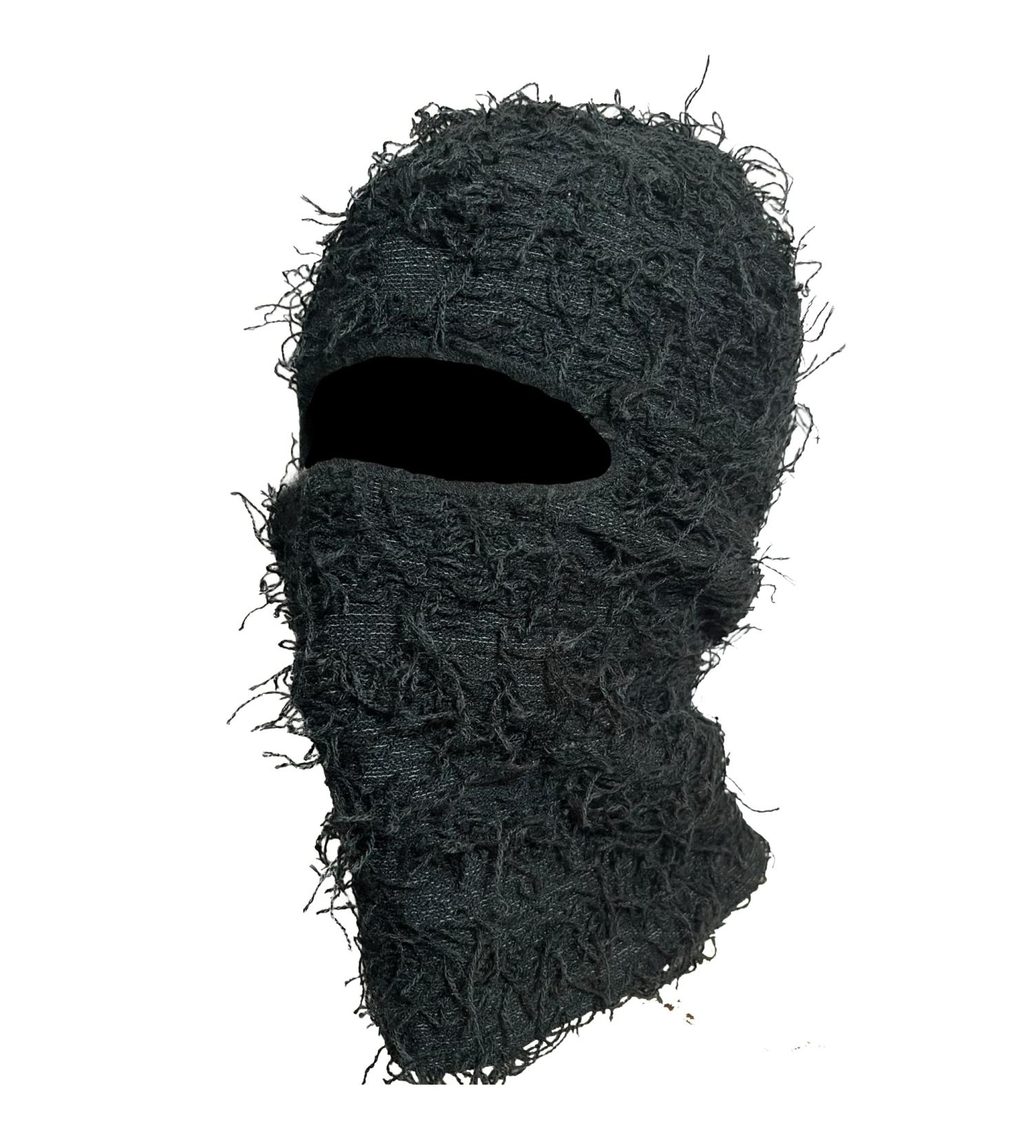 Distressed Knitted Balaclava Full Face Cover Winter Neck Warmer | Windproof Black | Unisex Men Women - Buy Online on GoSupps.com