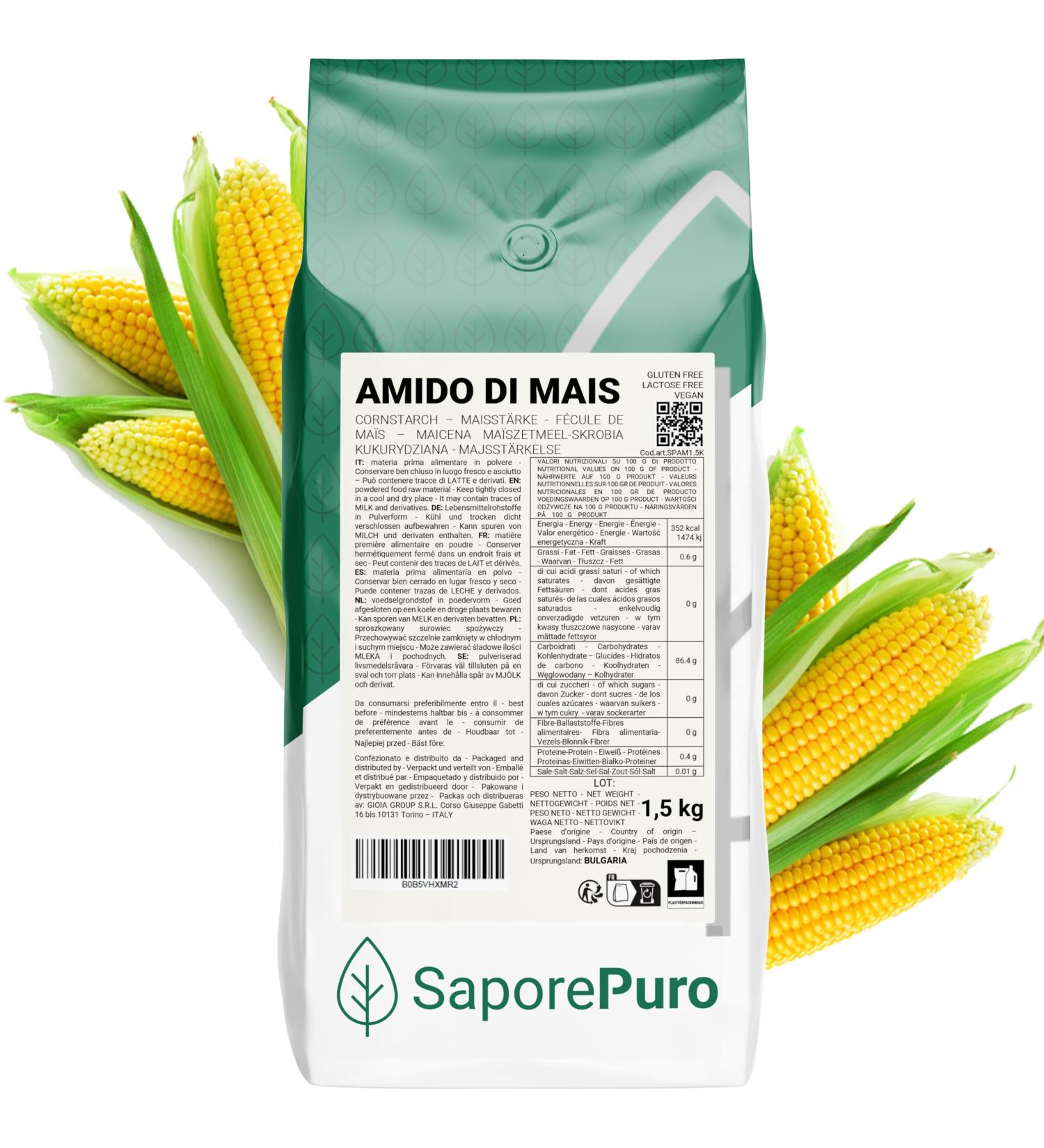 Saporepuro Corn Starch Powder 1500g - Gluten Free - Buy Online on GoSupps.com