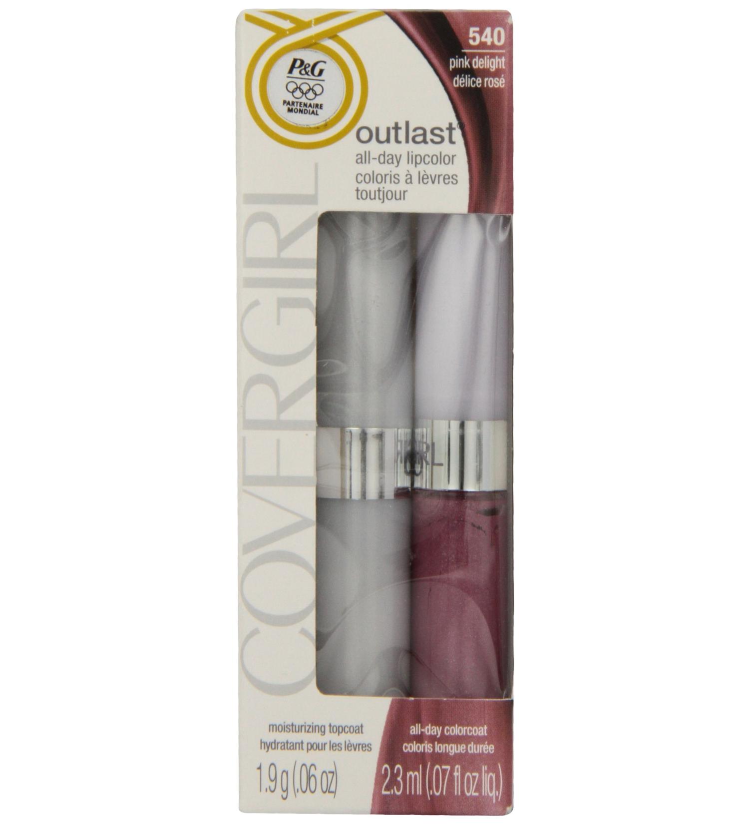 Buy CoverGirl Outlast All Day Lipcolor - Pink Delight 540 (0.13 oz) - Long-Lasting Color for All Skin Tones | International Shipping Available - Buy Online on GoSupps.com