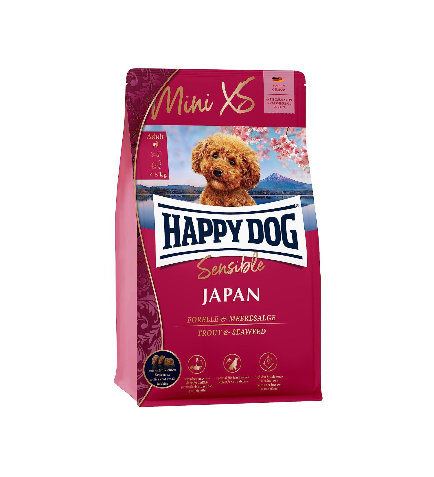 Happy Dog Supreme Mini XS Japan Chicken & Trout Dry Dog Food for Small Breeds - 1.3 kg Pack - Buy Online on GoSupps.com