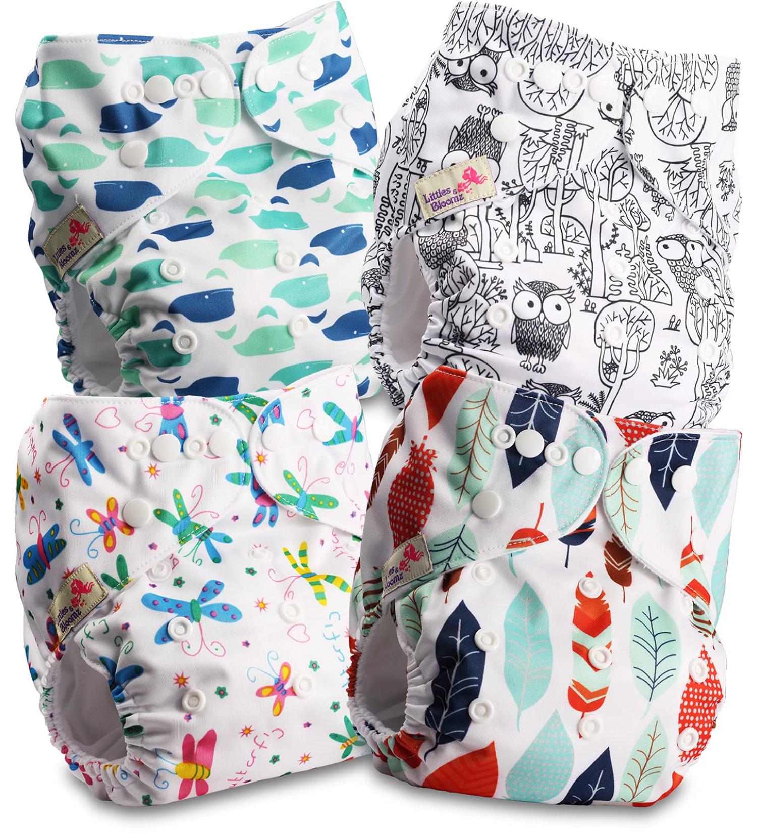 Littles and Bloomz Reusable Cloth Diapers - Standard Popper 4 Pack FLP2-0409 - Buy Online on GoSupps.com