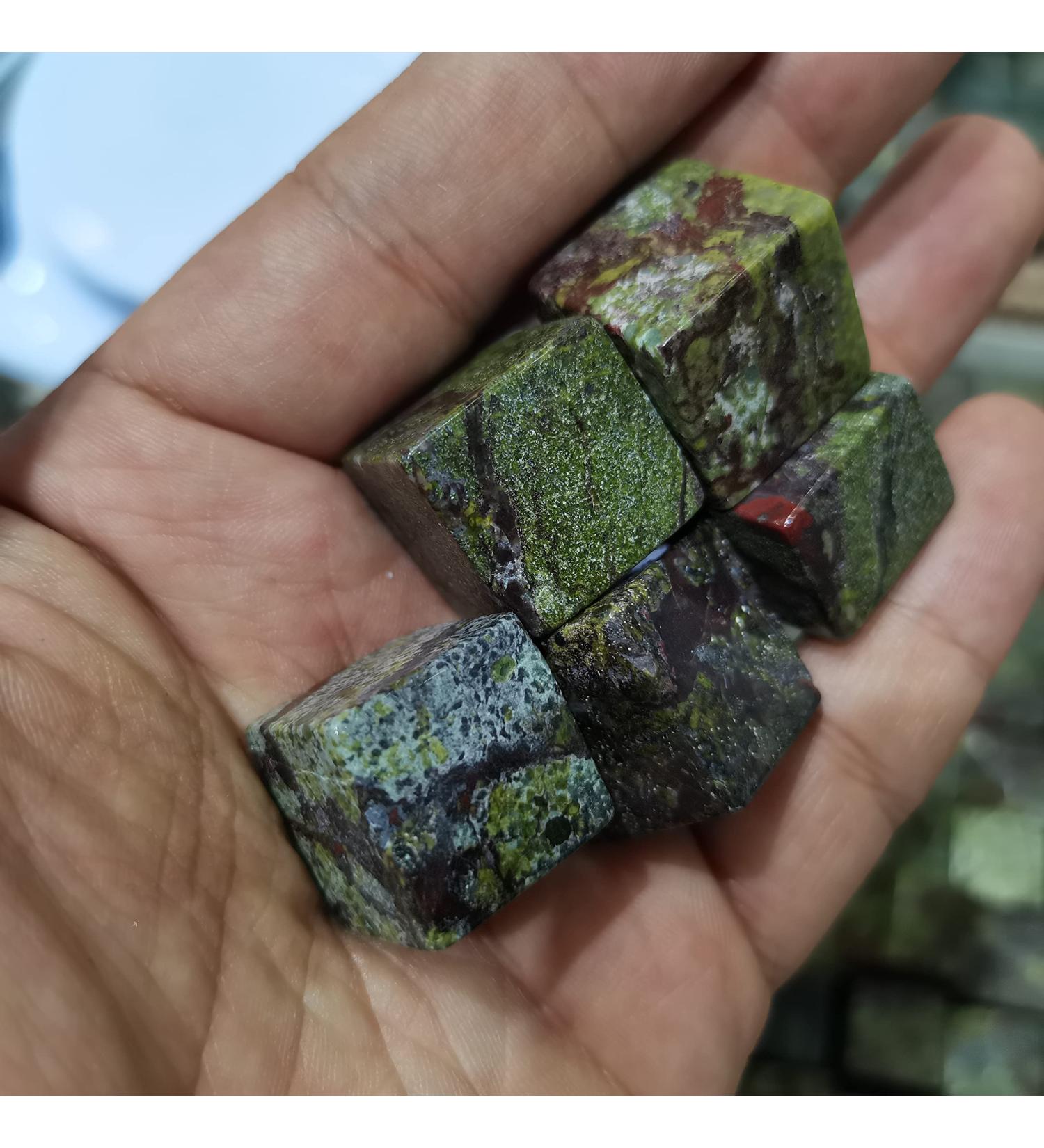 Natural Quartz Crystal 6pcs Natural Dragon Blood Crystal Tumble Stones Polished Cube Home Decoration Collection Gift Home Office Decor - Buy Online on GoSupps.com