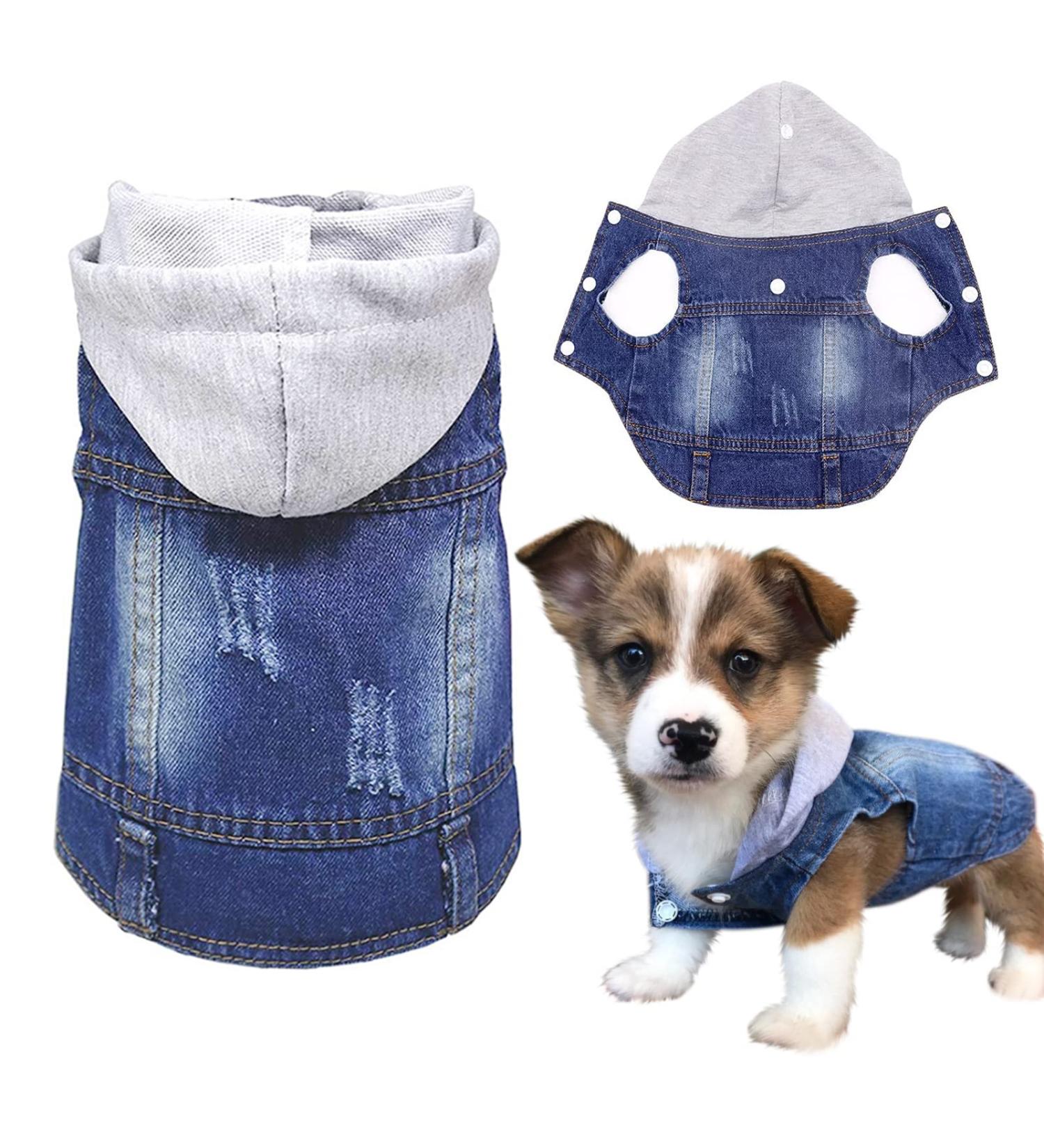 SILD Pet Dog Jeans Jacket Blue Denim Coat for Small Medium Dogs - XS Grey - Buy Online on GoSupps.com