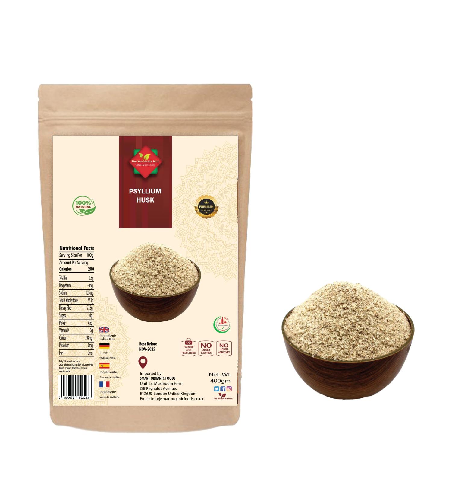 Psyllium Husk Powder 400g - Finely Ground & Non-GMO Fiber Supplement for Regularity - Buy Online on GoSupps.com
