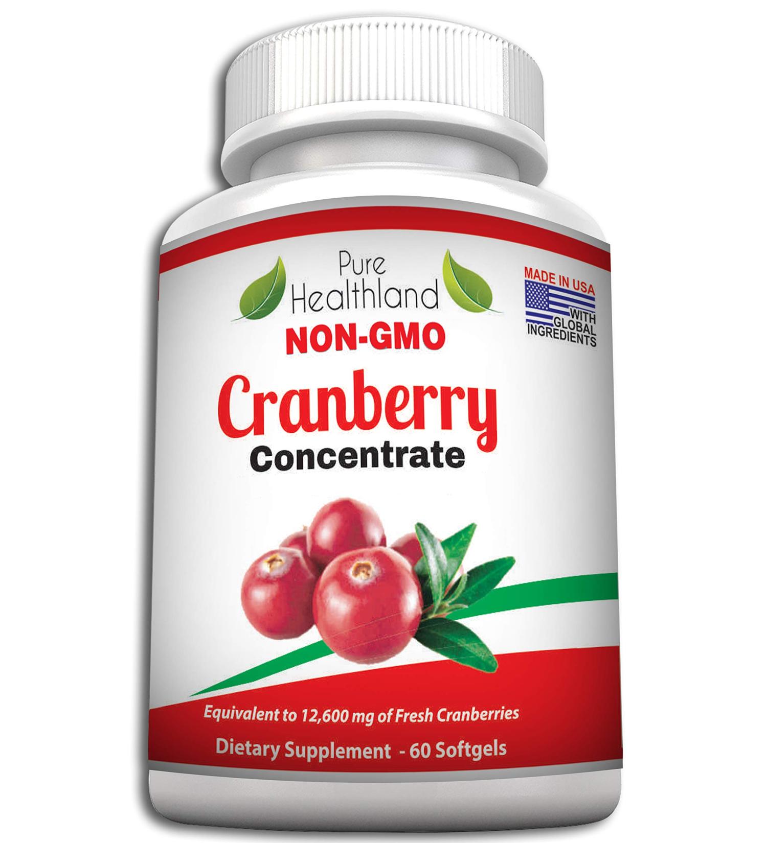 Pure Healthland Non-GMO Cranberry Concentrate Softgels - 60 UTI Support Pills - Buy Online on GoSupps.com