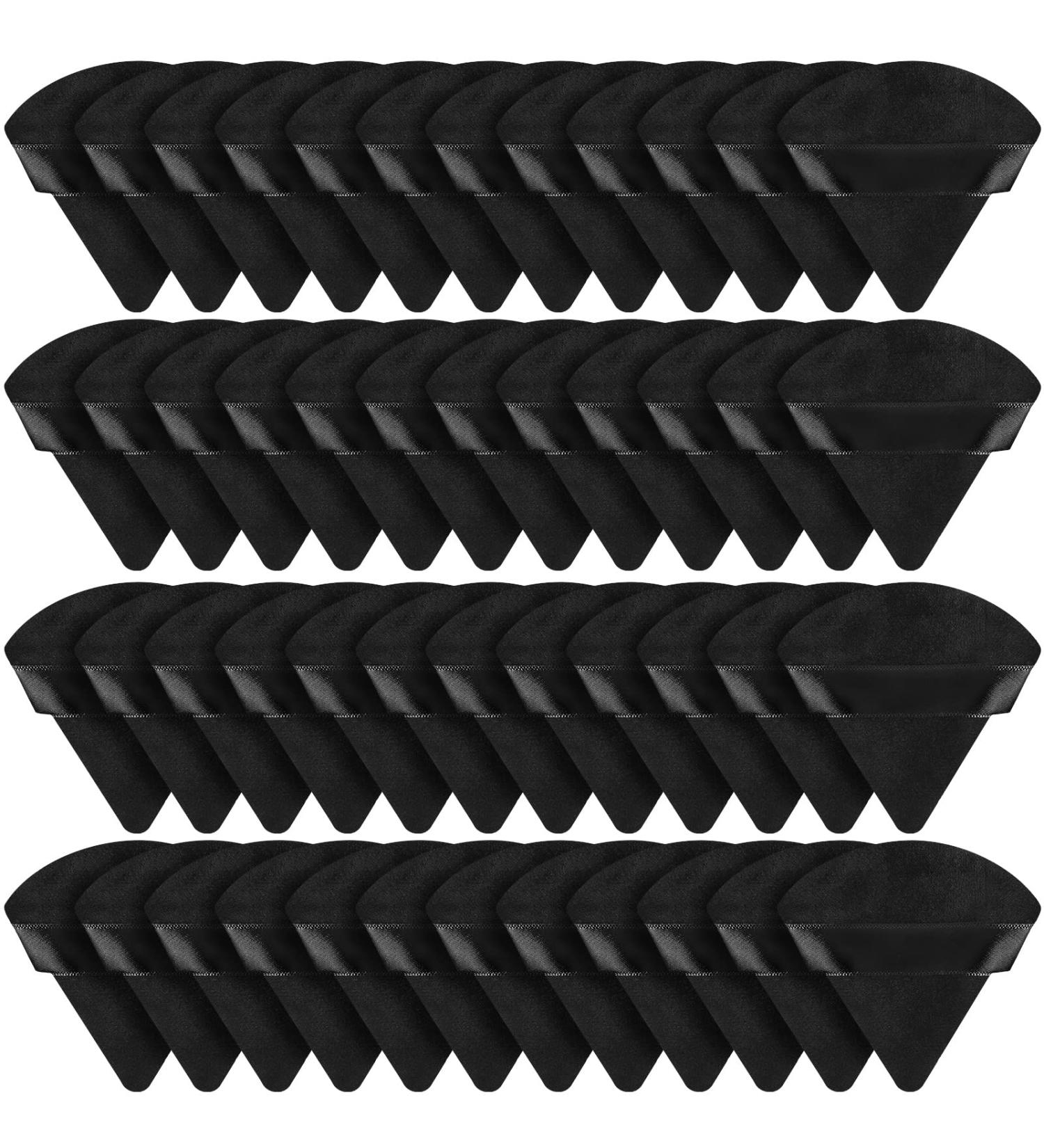 Suclain 48 Pcs Velour Triangle Powder Puff Set - Soft Makeup Puffs for Wet and Dry Application - Black - Buy Online on GoSupps.com