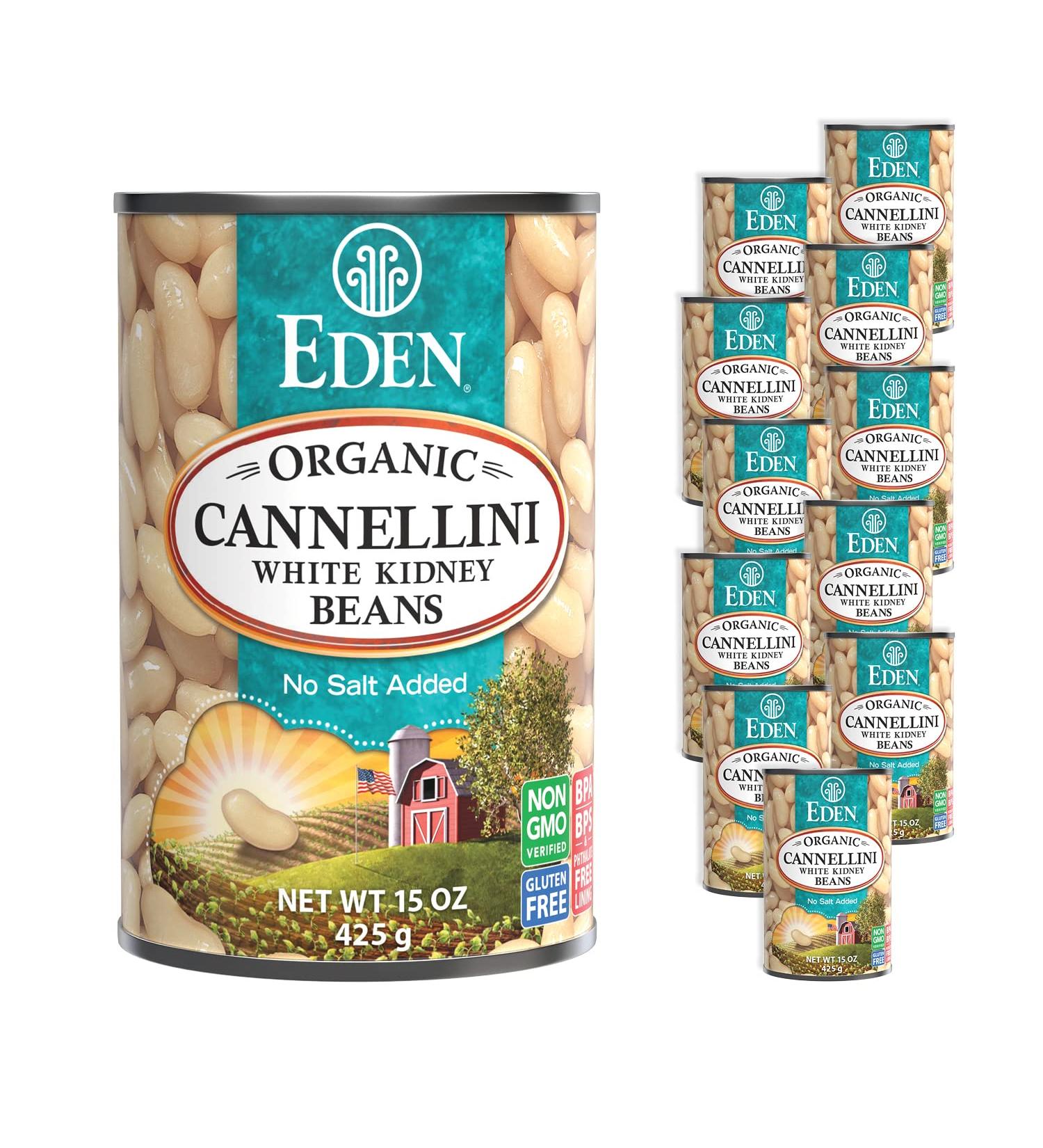 Eden Organic Cannellini Beans 15 oz Can (12-Pack) | No Salt | Non-GMO | Gluten Free | Vegan | Kosher | U.S. Grown | Macrobiotic | White Kidney Beans | Fagioli | Italian White Beans - Buy Online on GoSupps.com