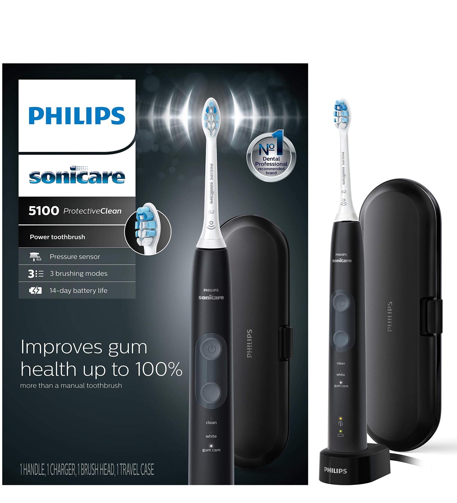Philips Sonicare ProtectiveClean 5100 Gum Health Electric Toothbrush - Black HX6850/60 - Buy Online on GoSupps.com
