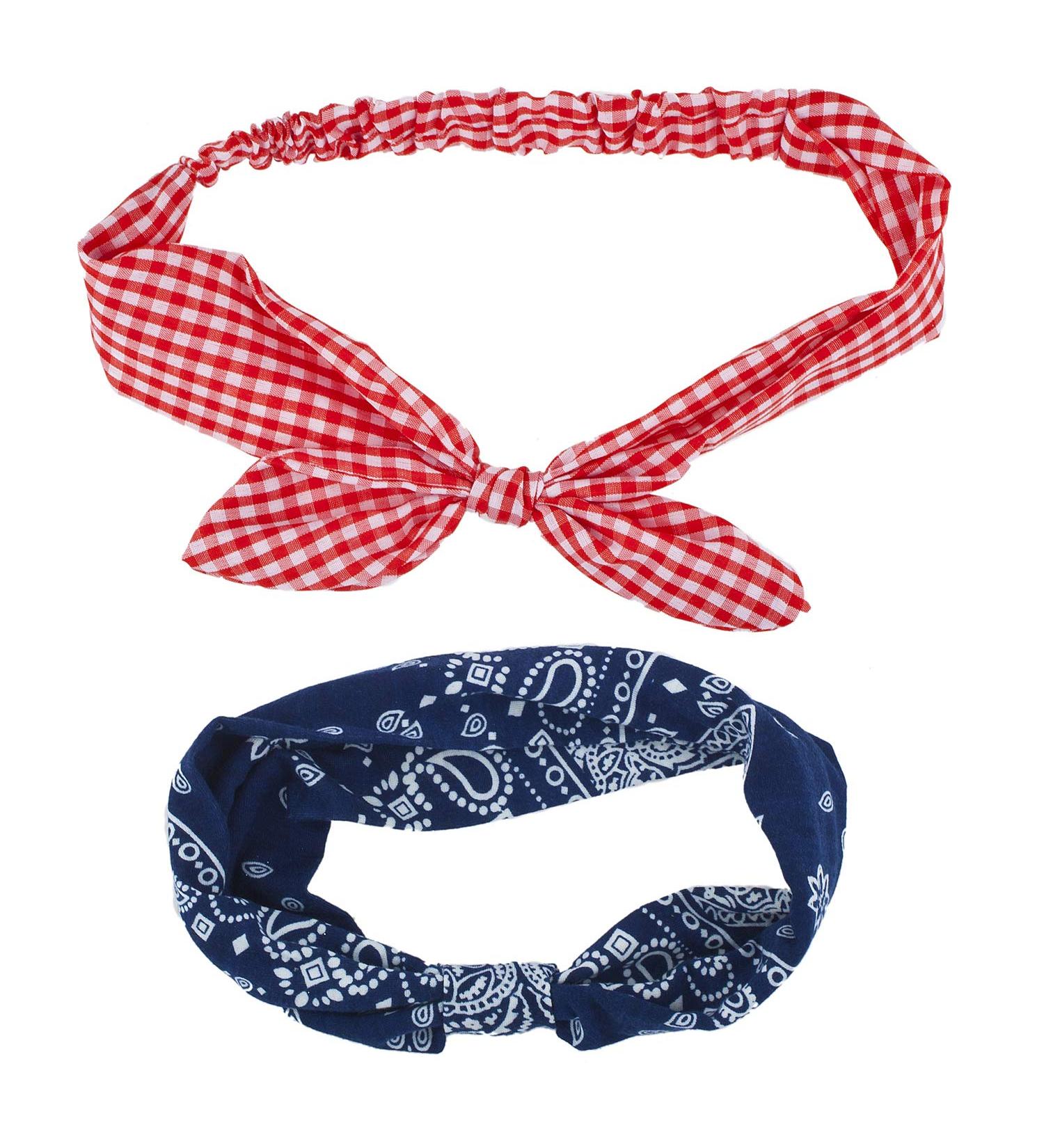 LUX ACCESSORIES Red Blue Chequered Paisley Hair Bandana Headwear - Buy Online on GoSupps.com
