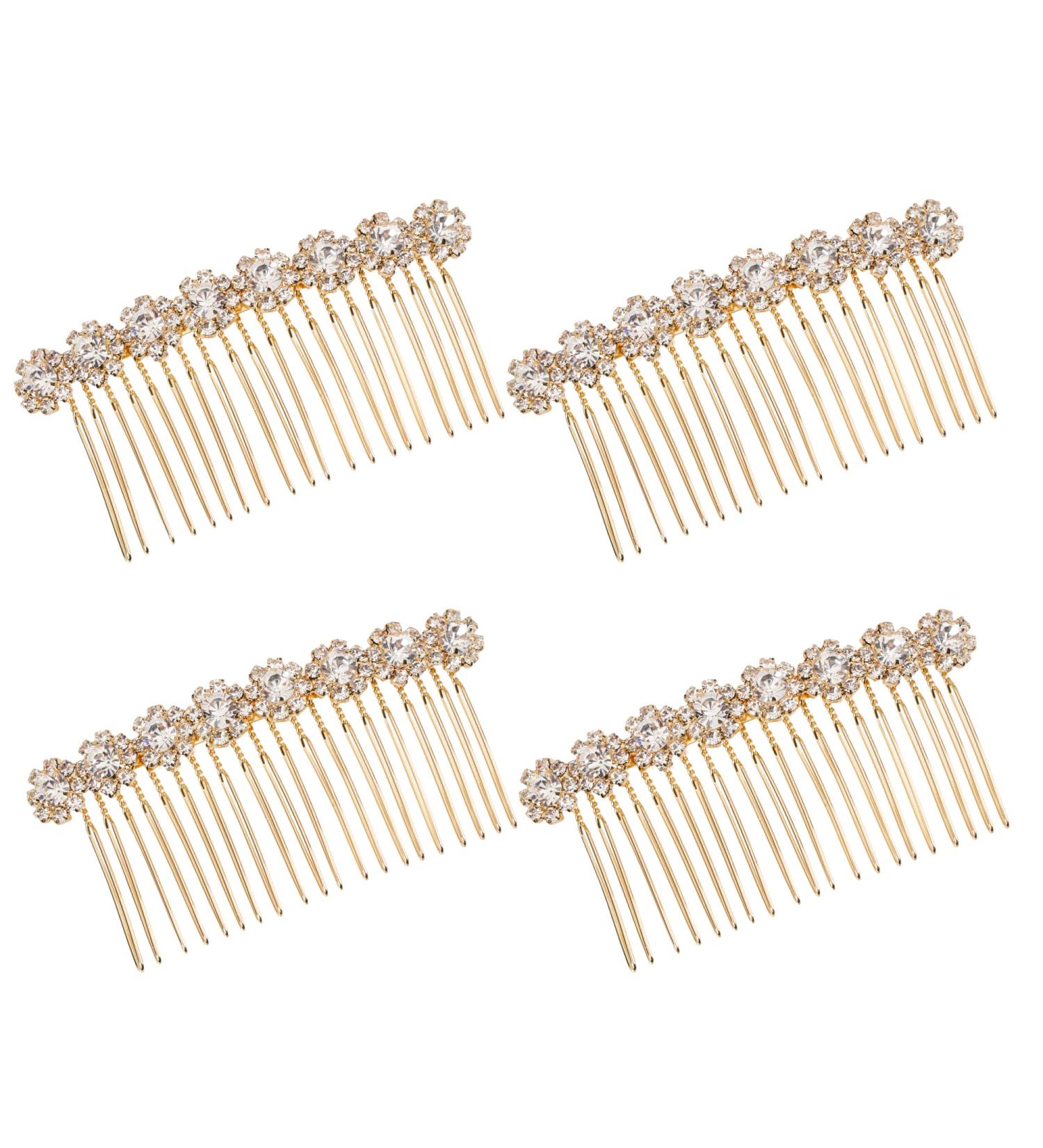 WBCBEC 4 Pack Gold Rhinestone Flower Hair Side Combs - Wedding Bridal Hair Clips for Women - Buy Online on GoSupps.com