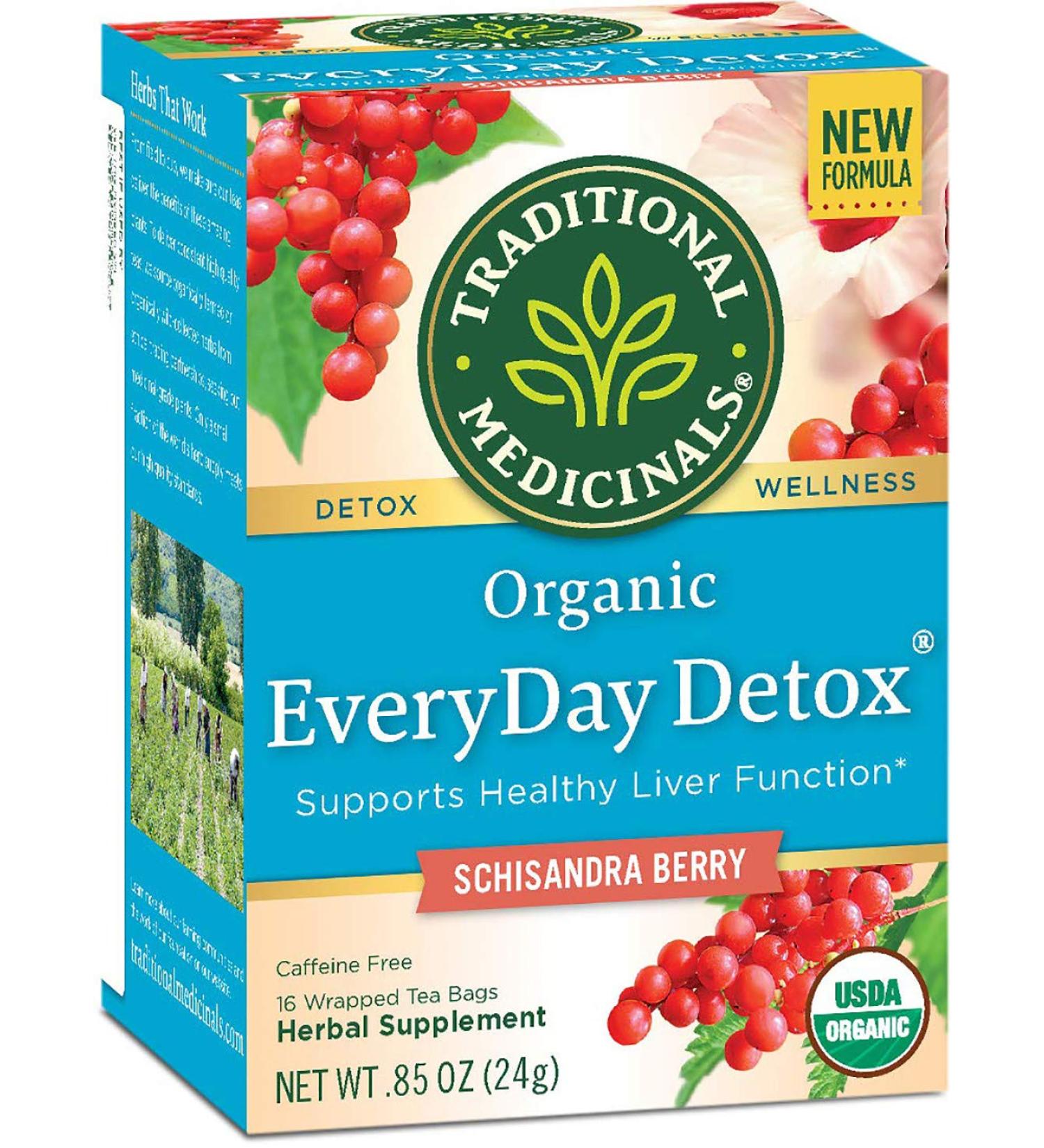 Traditional Medicinals EveryDay Detox Tea - 16 Wrapped Bags for Daily Cleansing - Buy Online on GoSupps.com