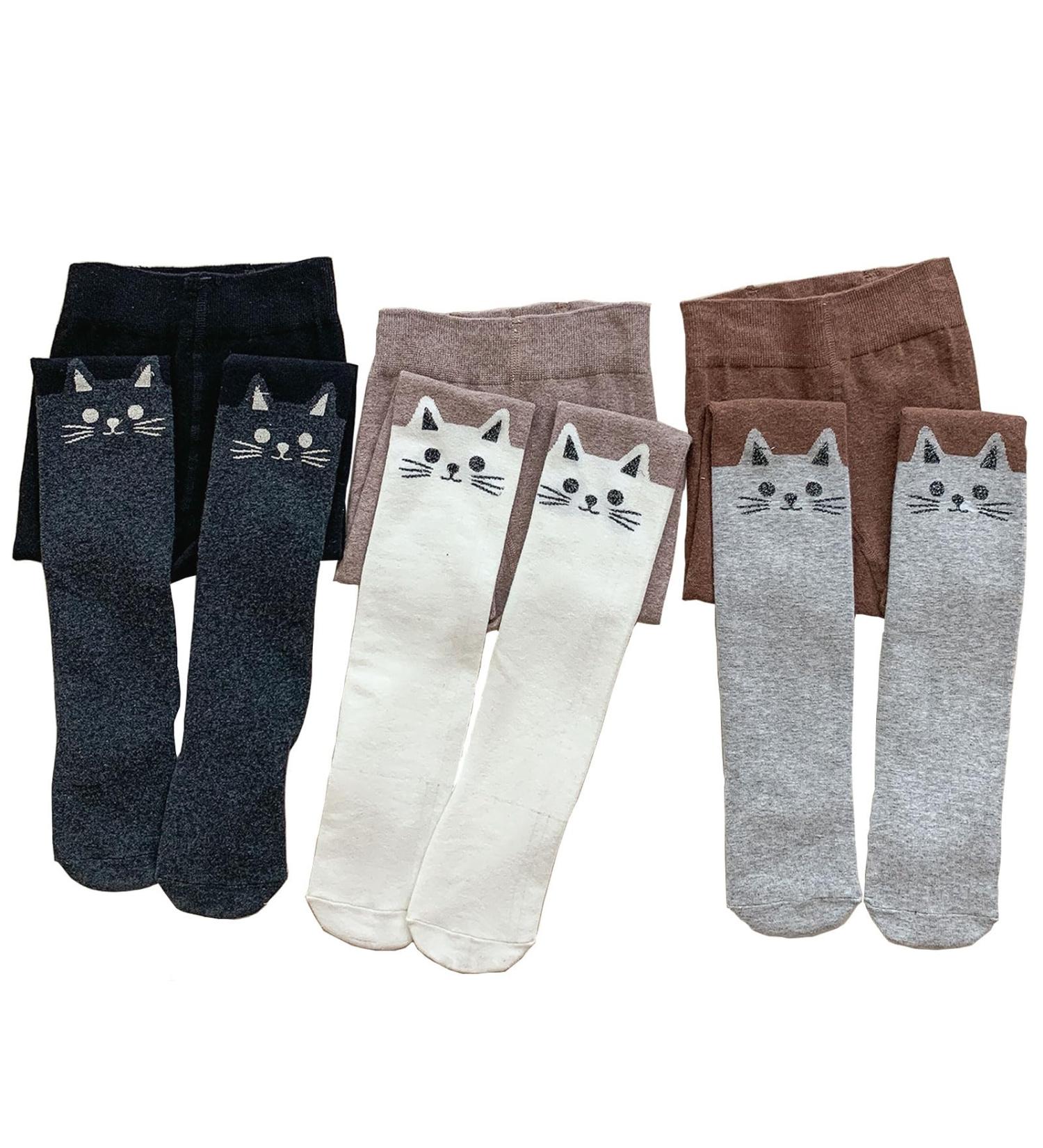 Silkglory 3PCS Baby Toddler Tights with Glitter Print, Seamless Cotton Pantyhose for Girls 7-9 Years Grey/Black/White - Buy Online on GoSupps.com