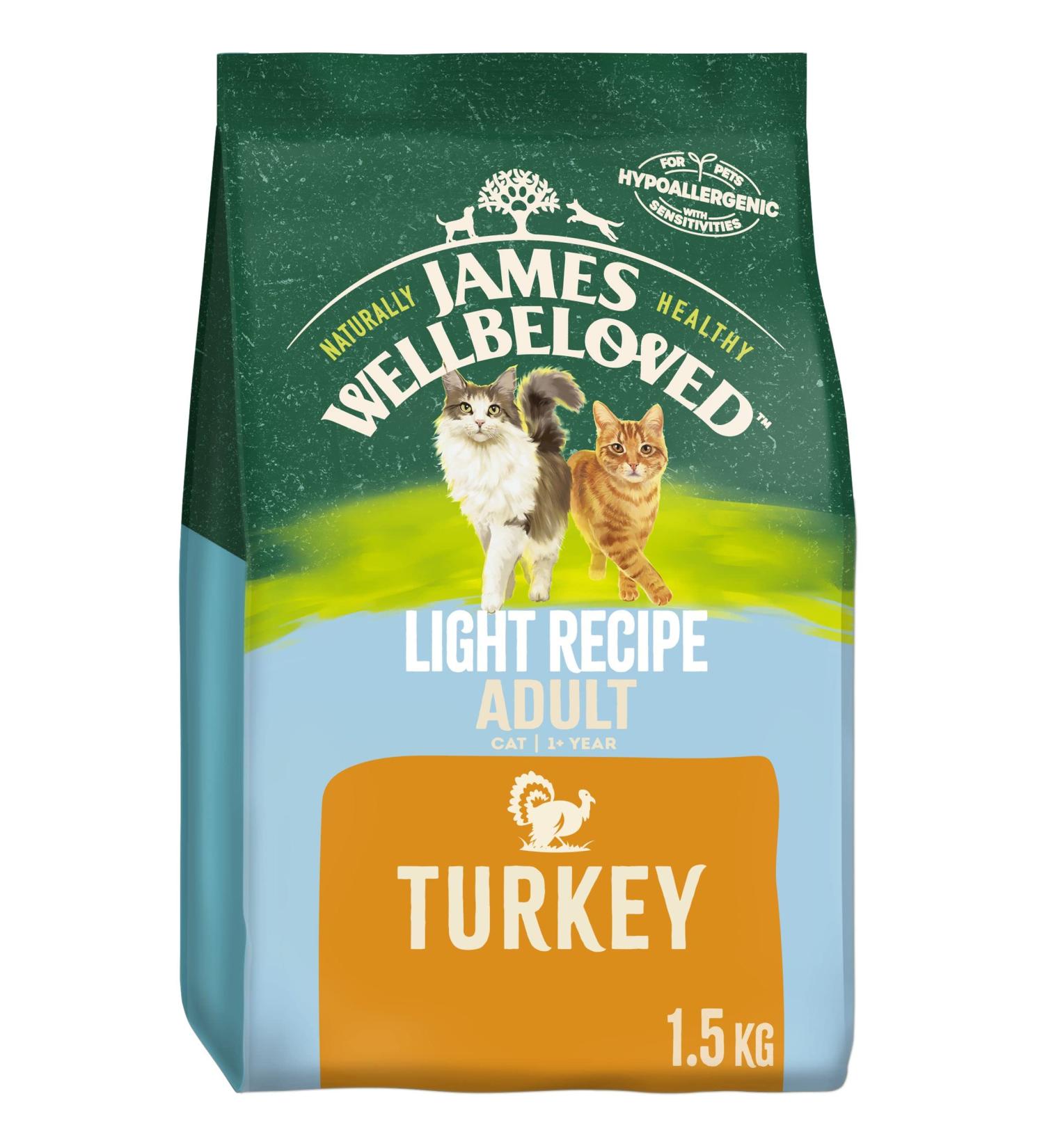 James Wellbeloved Adult Light Turkey 1.5 kg Bag Hypoallergenic Dry Cat Food Turkey 1.5 kg (Pack of 1) - Buy Online on GoSupps.com