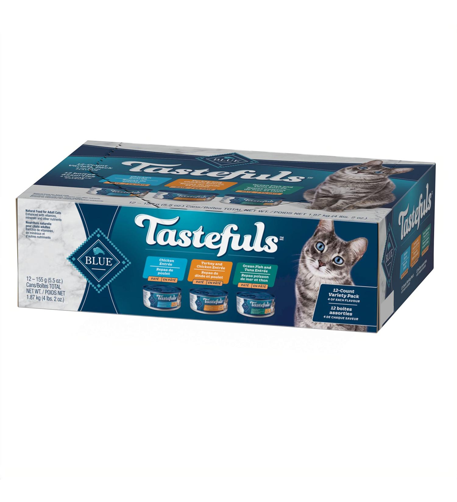 Tastefuls Natural Wet Cat Food Chicken Turkey/Chicken and Ocean Fish/Tuna Pate Variety Pack 5.5 oz 12 ct. Variety Pack Turkey Chicken & Oceanfish Tuna Pate Lg Cans - Buy Online on GoSupps.com