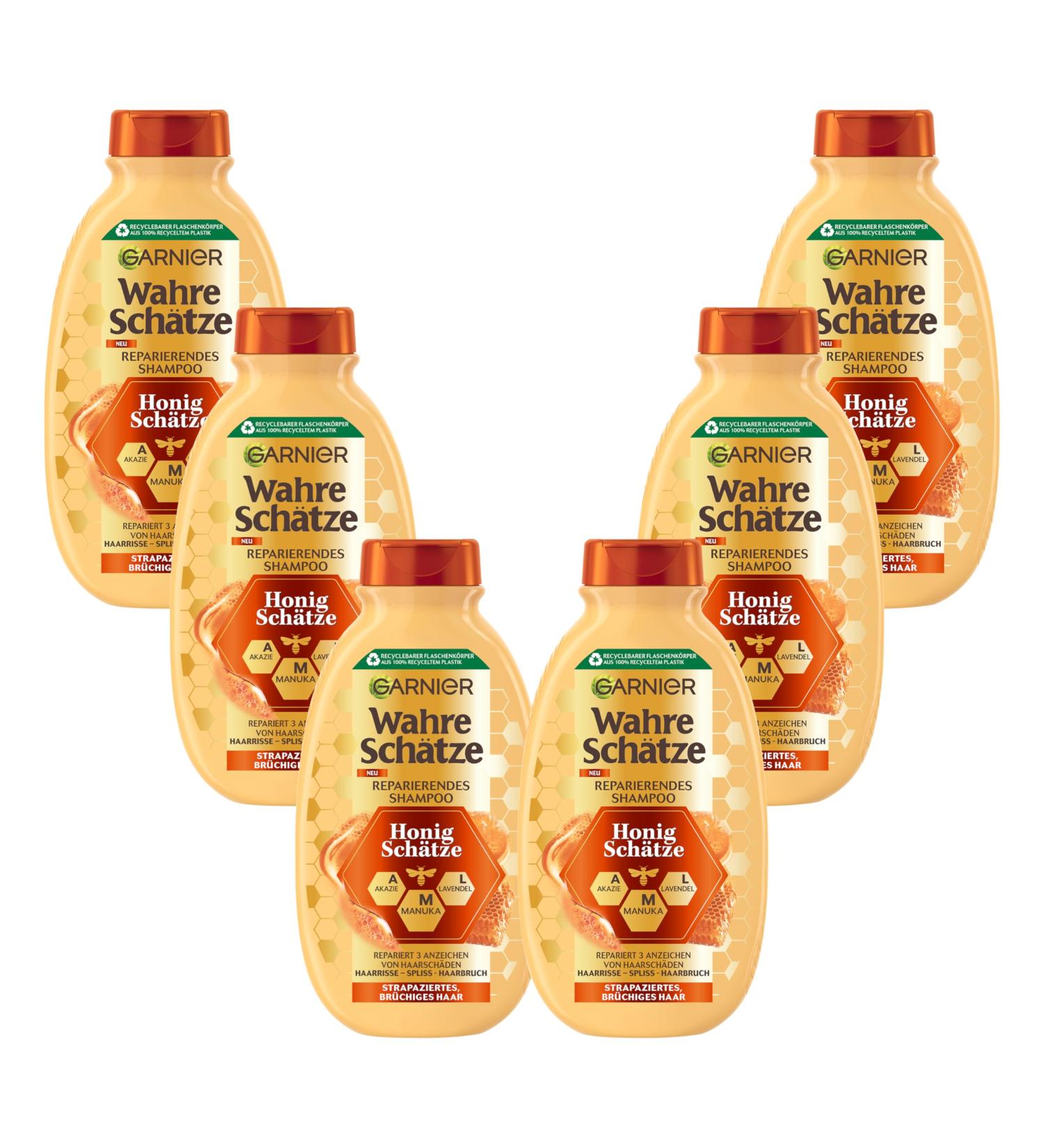  Garnier Garnier Repair Shampoo for Brittle Hair Acacia Honey and Beeswax For Extra Shine and Softness Real Honey Treasures 6 x 250 ml - Buy Online on GoSupps.com