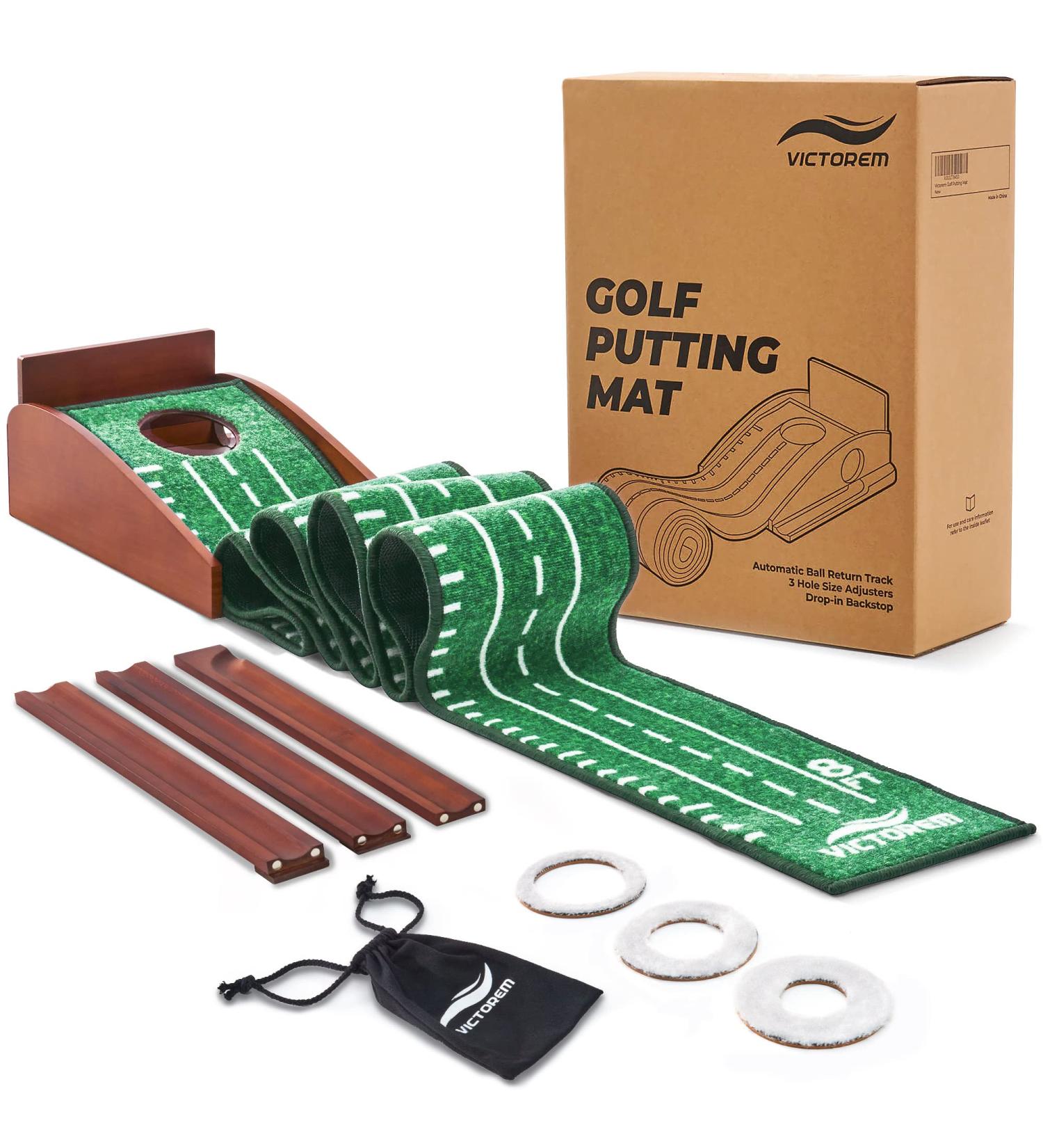 Victorem Adjustable Indoor Golf Putting Mat with Ball Return Office & Home Golf Practice Equipment - Buy Online on GoSupps.com