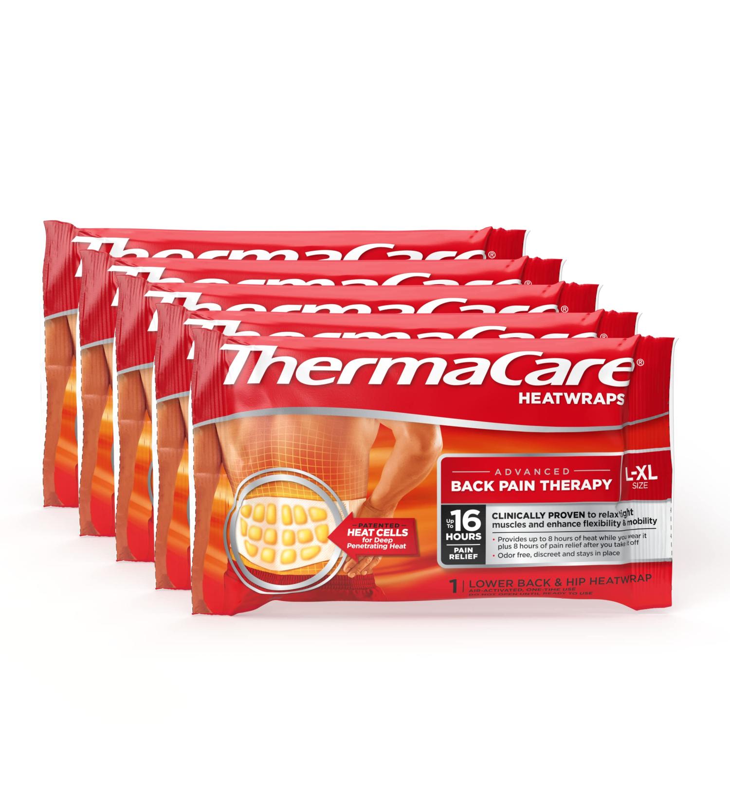 ThermaCare Portable Heating Pad for Lower Back and Hip Pain Relief - L/XL Heat Wraps, 5 Count - Buy Online on GoSupps.com