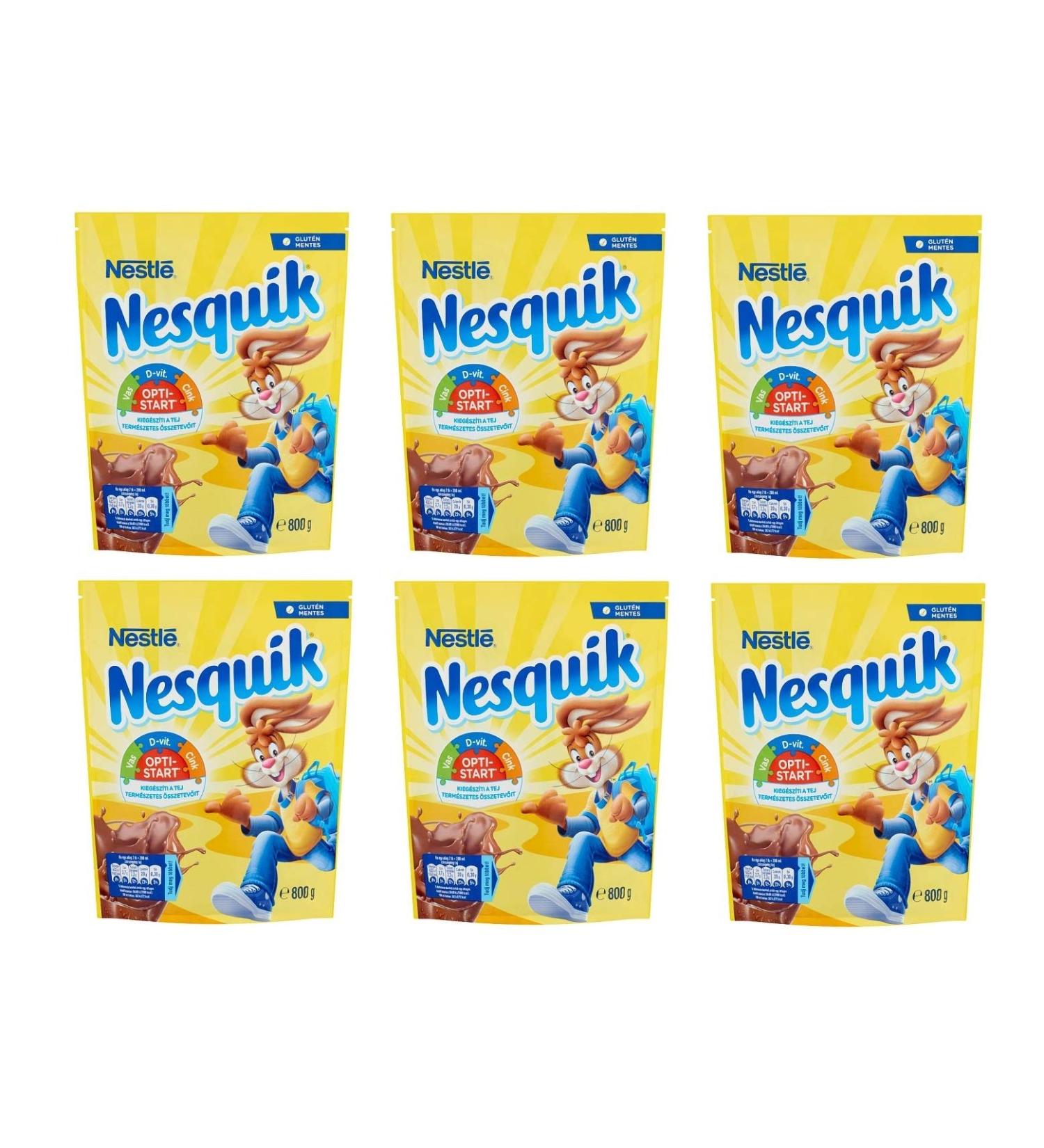 Nestlé Nesquik Preparato Soluble Soluble Beverage Preparations with Sugar and Low Fat Cocoa Soluble Chocolate 800g (Pack of 6)