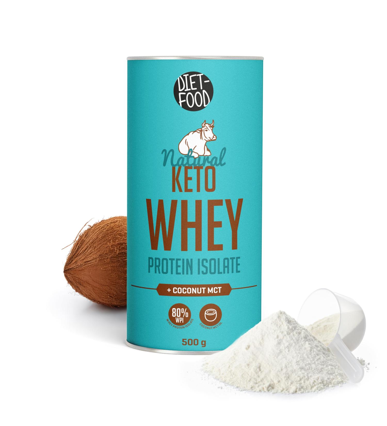 Diet-Food DIET-FOOD Keto Whey Isolate Protein Powder Isolate with Coconut Oil MCT Fast Digestion and Absorption Sugar-Free Low Calorie Non-GMO Powder 500g