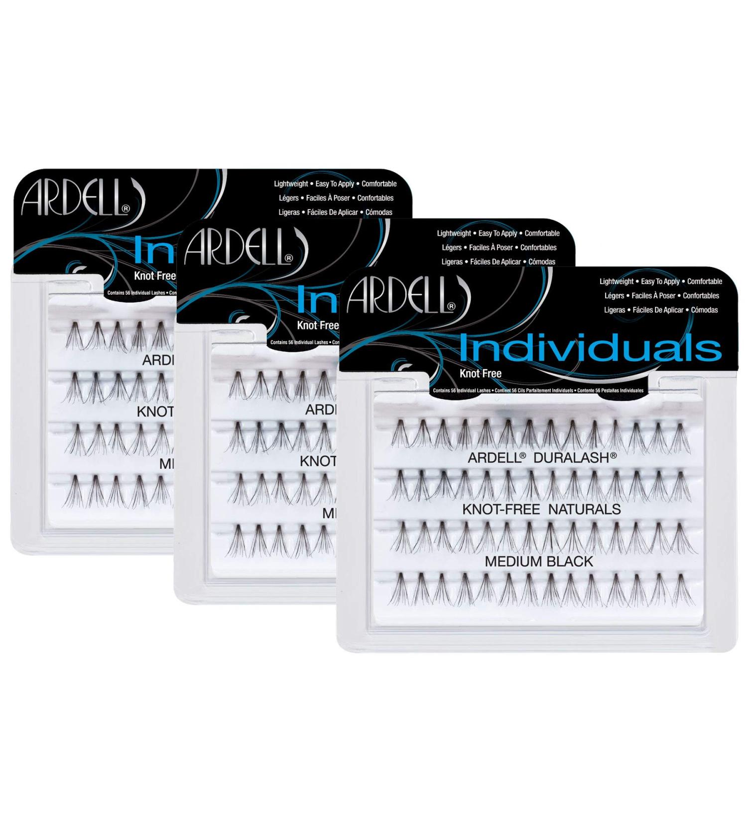 ARDELL Individuals Medium Knot Free Eyelashes - 56 Pieces of Real Hair Black (3x) | Premium Quality Individual Eyelashes for Effortless Beauty - Buy Online on GoSupps.com