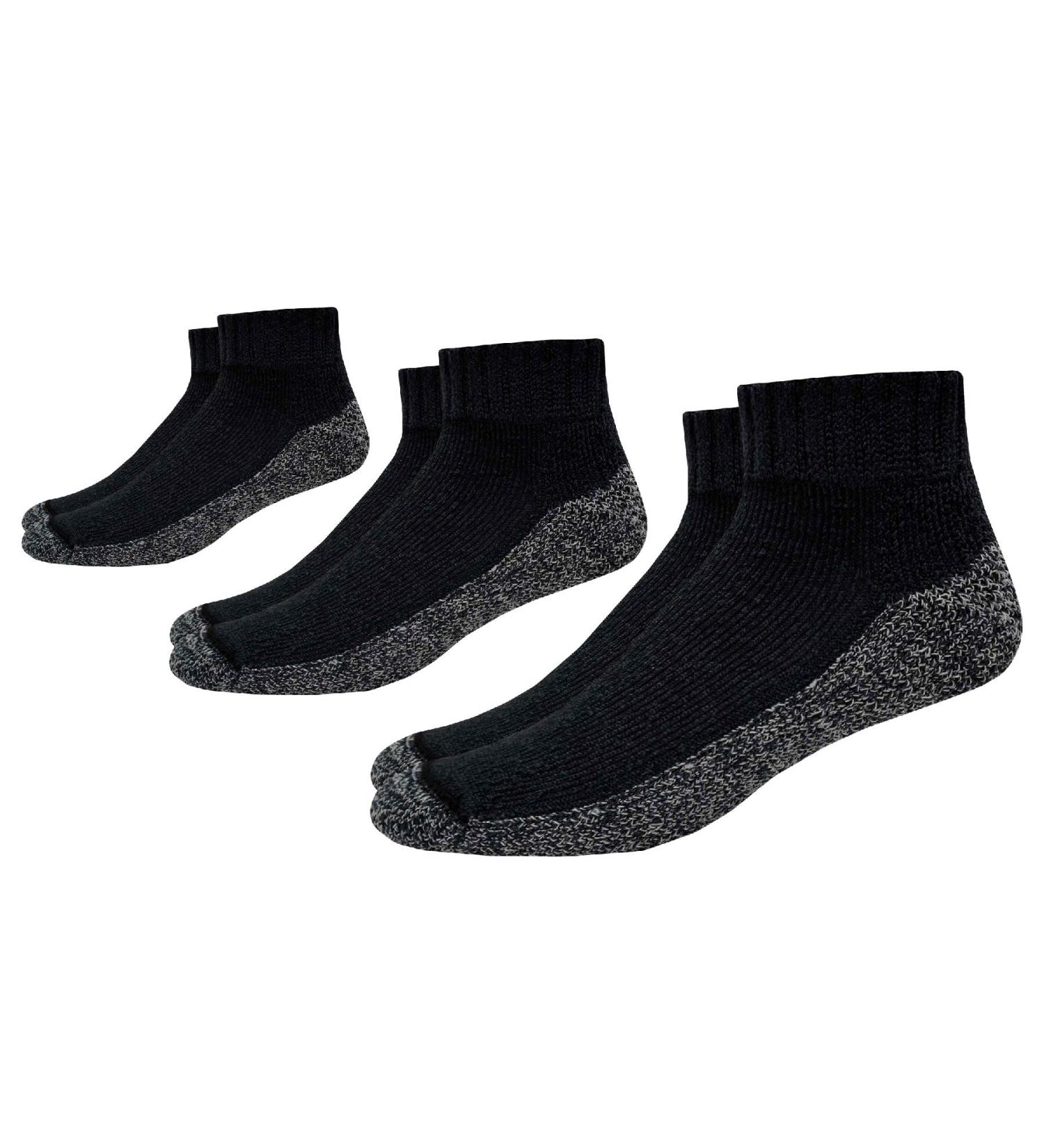 Foot Comfort Diabetic Care Unisex Quarter Socks 3 Pairs Large Black