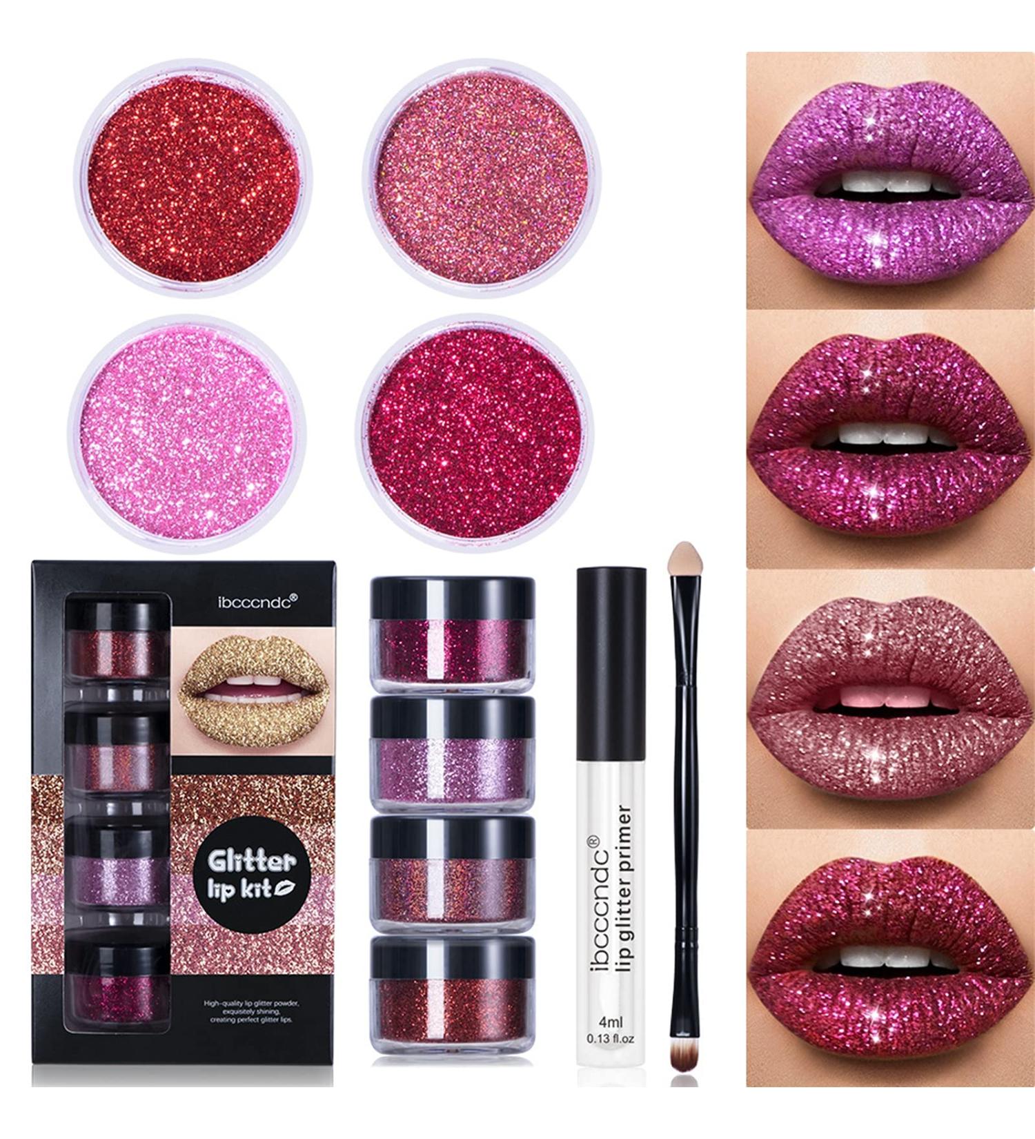 Glitter Lip Kit Stay Golden | Long-Lasting Liquid Lipstick Set | 4 Colors & Diamond Pearl Shimmer | Stay Golden Cosmetics - Buy Online on GoSupps.com