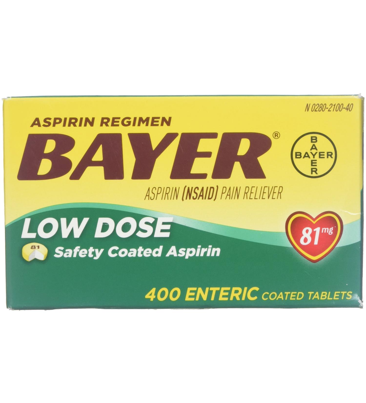 Bayer Aspirin Regimen Low Dose 81mg Enteric Coated Tablets - 400 Count - Buy Online on GoSupps.com